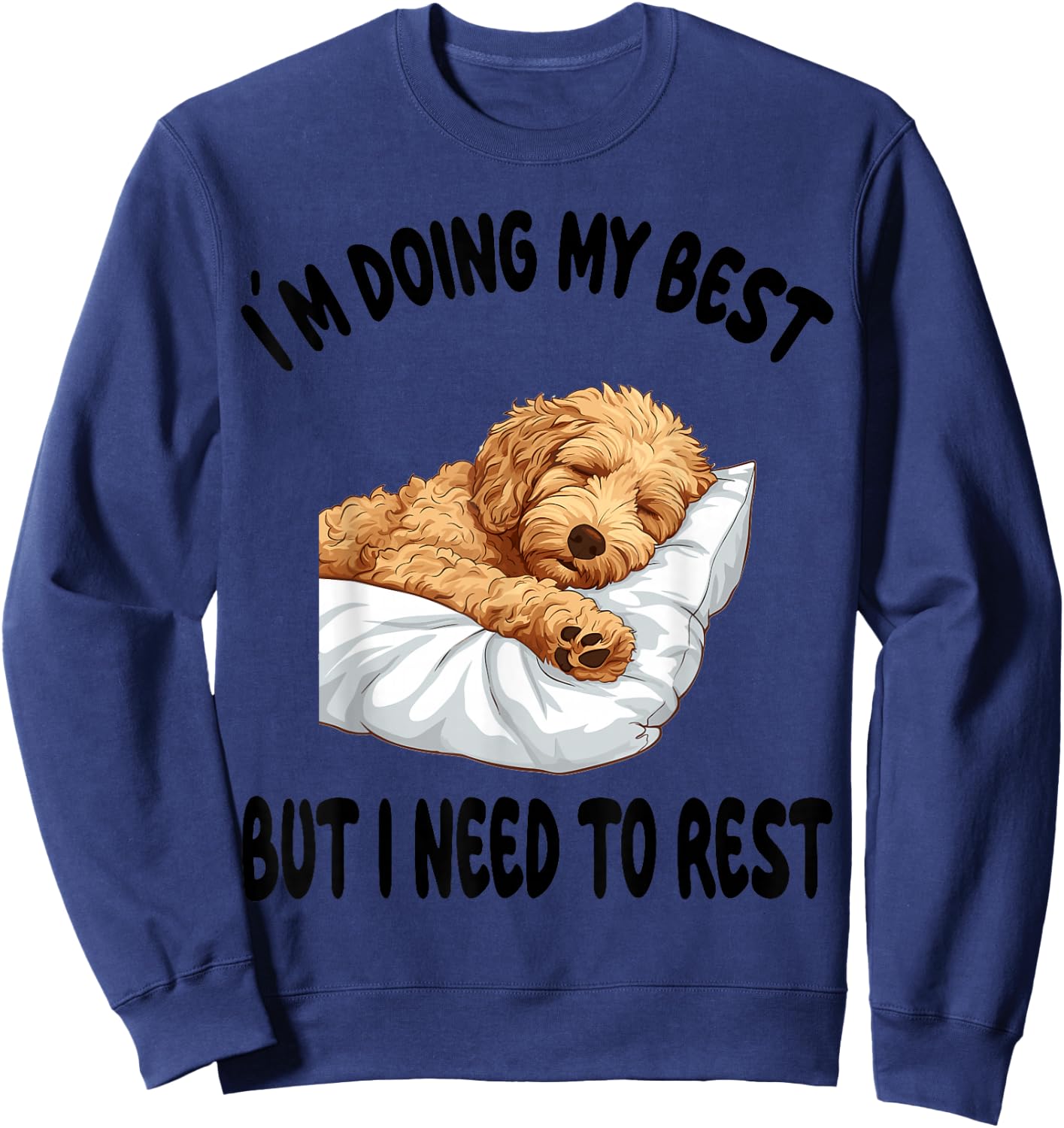 Goldendoodle Dog Pet Pajamas Nightgown Sleeping Napping Sweatshirt - Sweatshirt | Navy
