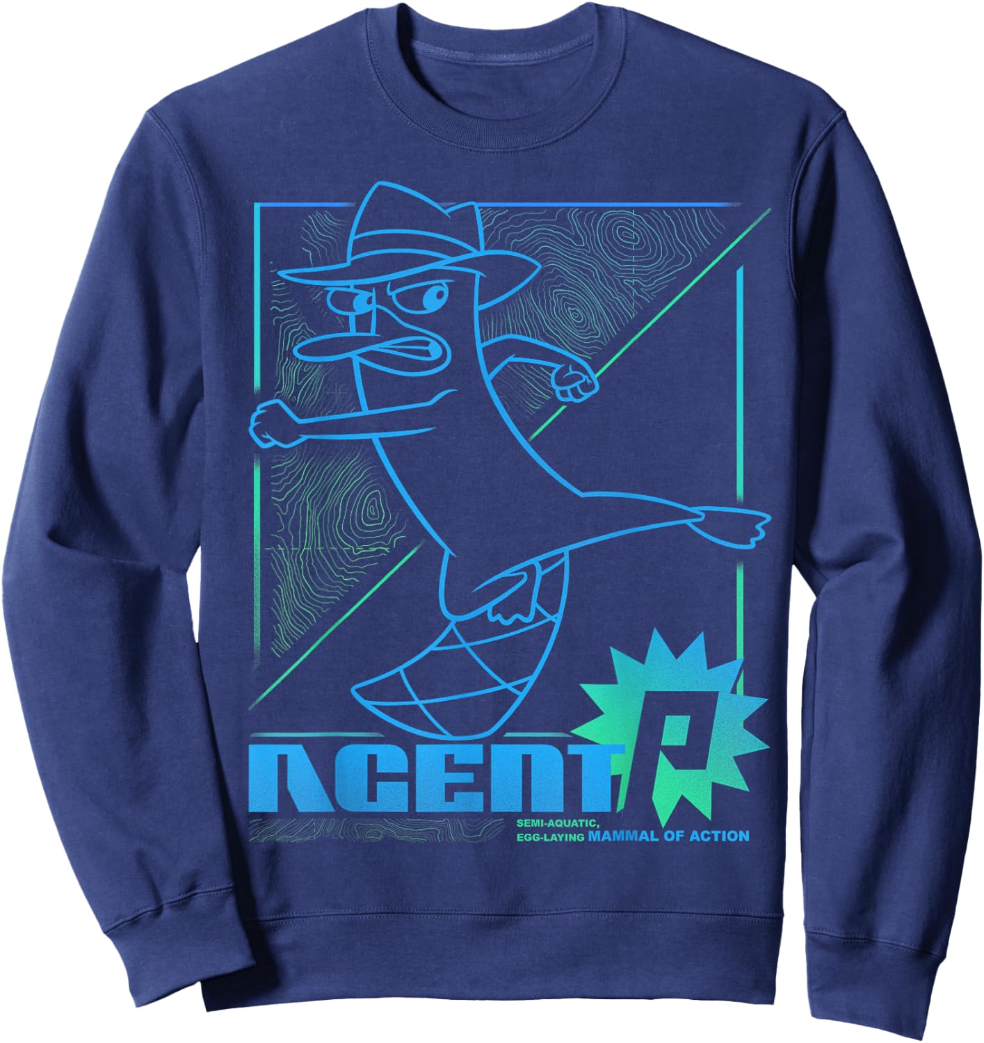 Disney Phineas and Ferb Mammal of Action Line Art Sweatshirt - Sweatshirt | Navy