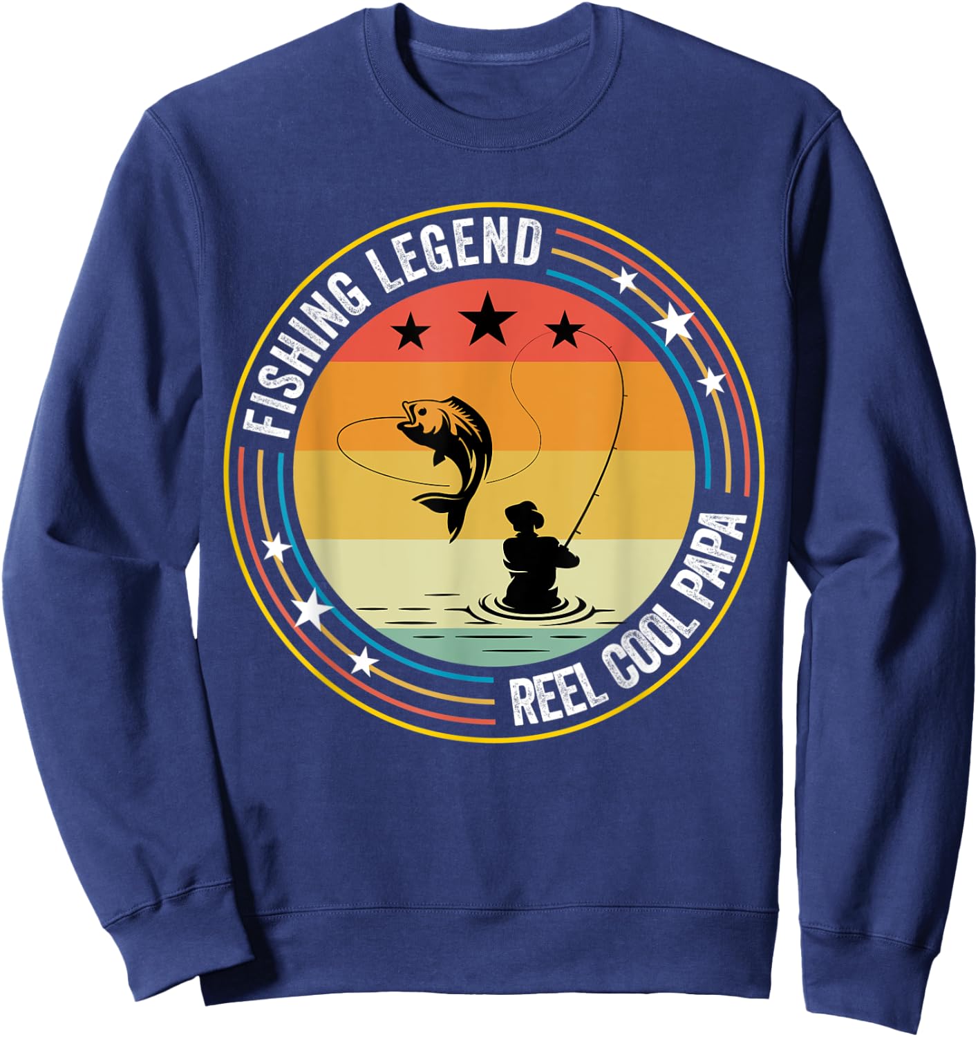 Retro Vintage Reel Cool Papa Fishing Legend Gift Sweatshirt - Sweatshirt | Navy