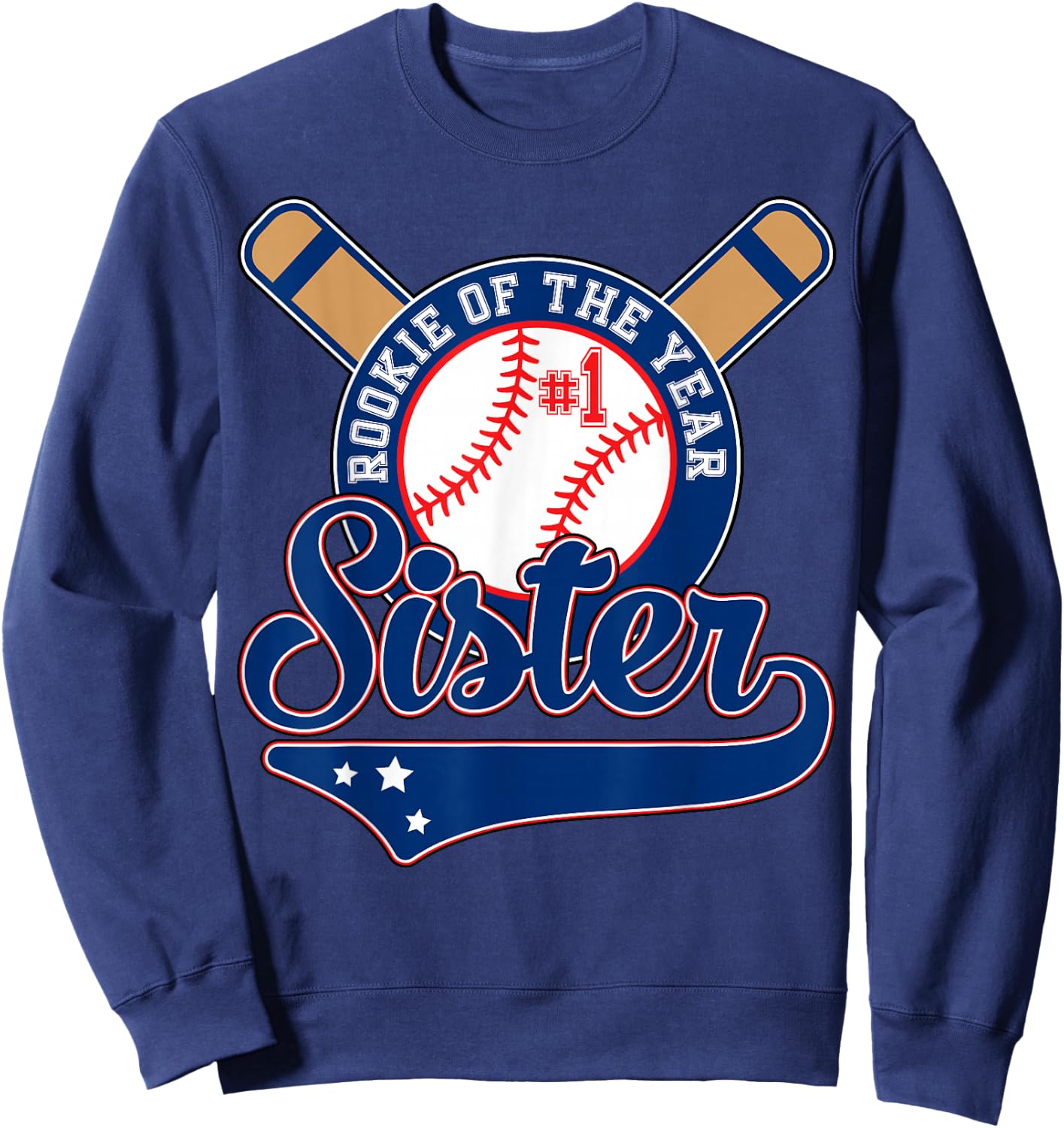 Sister of Rookie 1st Birthday Baseball Theme Matching Party Sweatshirt - Sweatshirt | Navy