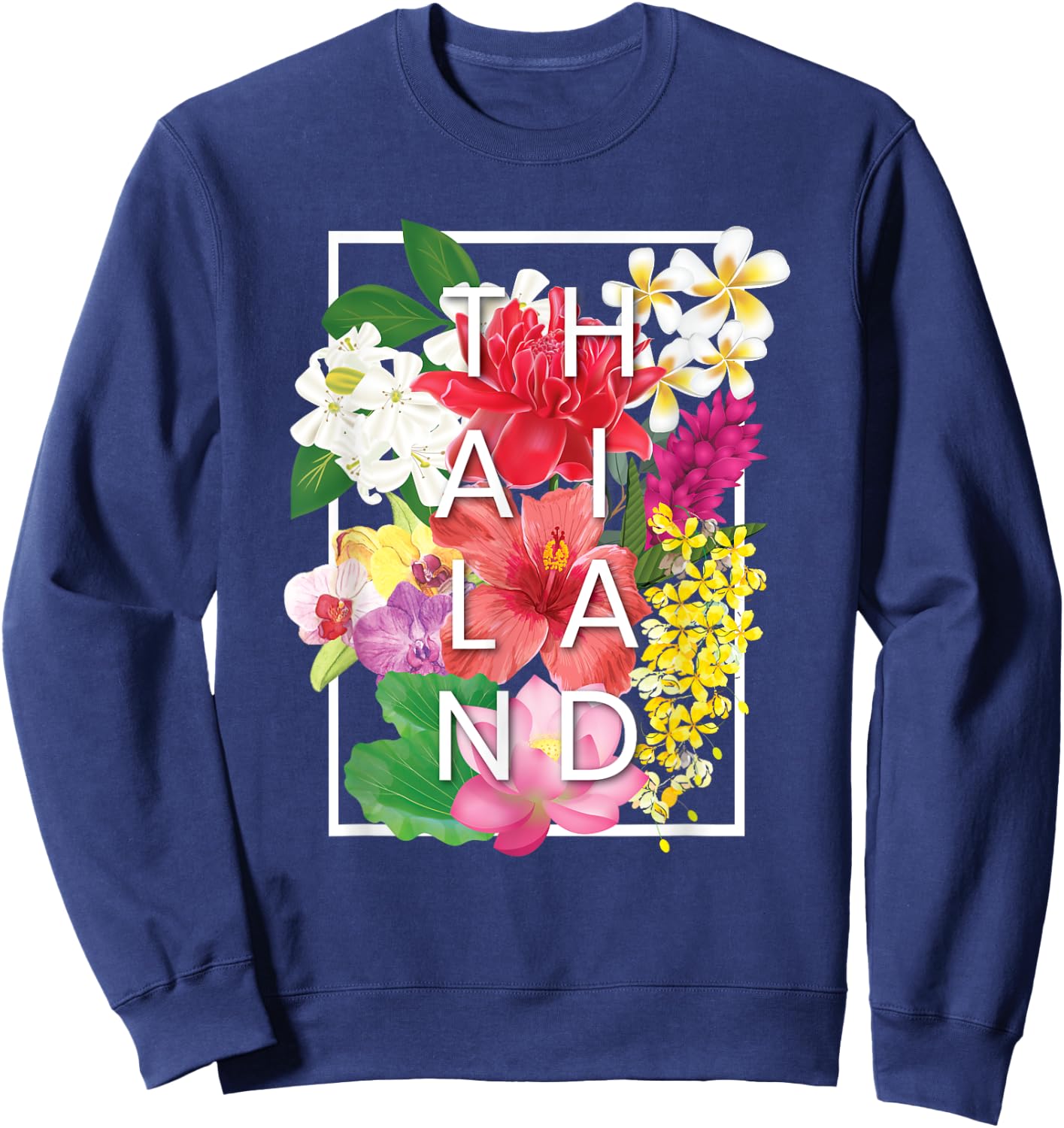 Flowers of Thailand Word Art - Thai Pride Sweatshirt - Sweatshirt | Navy