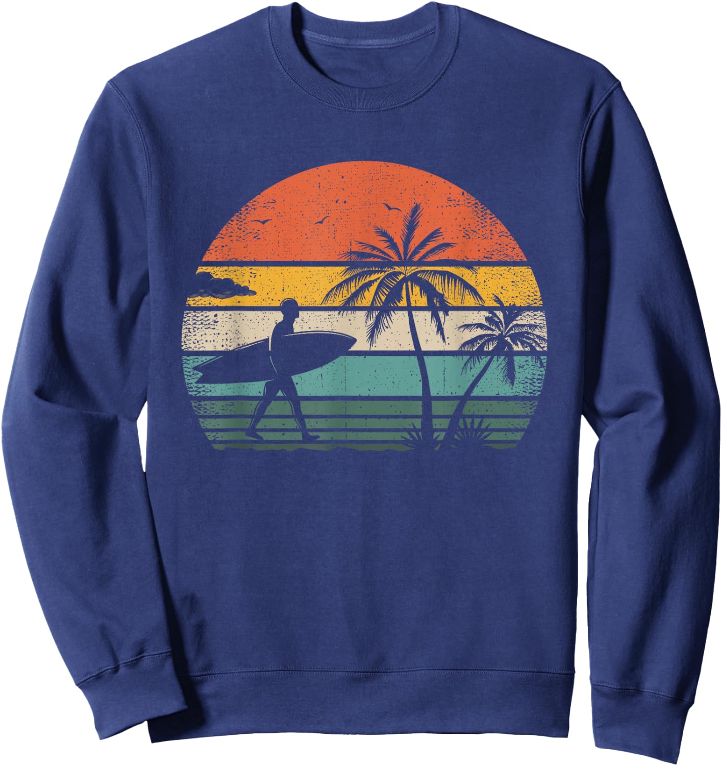 Vintage Surfing Retro Surf Style Palm Tree For Surfers Sweatshirt - Sweatshirt | Navy