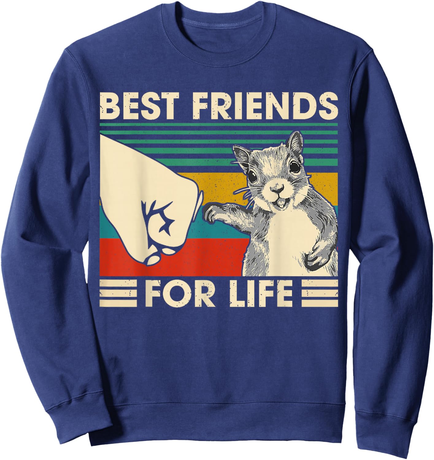 Retro Vintage Squirrel Best Friend for Life Fist Bump Small Sweatshirt - Sweatshirt | Navy
