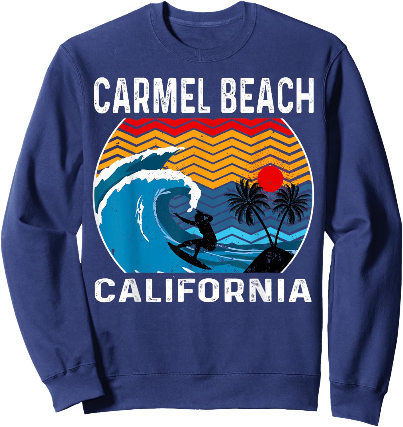 Carmel Beach California Surfboard Surfing Sweatshirt - Sweatshirt | Navy