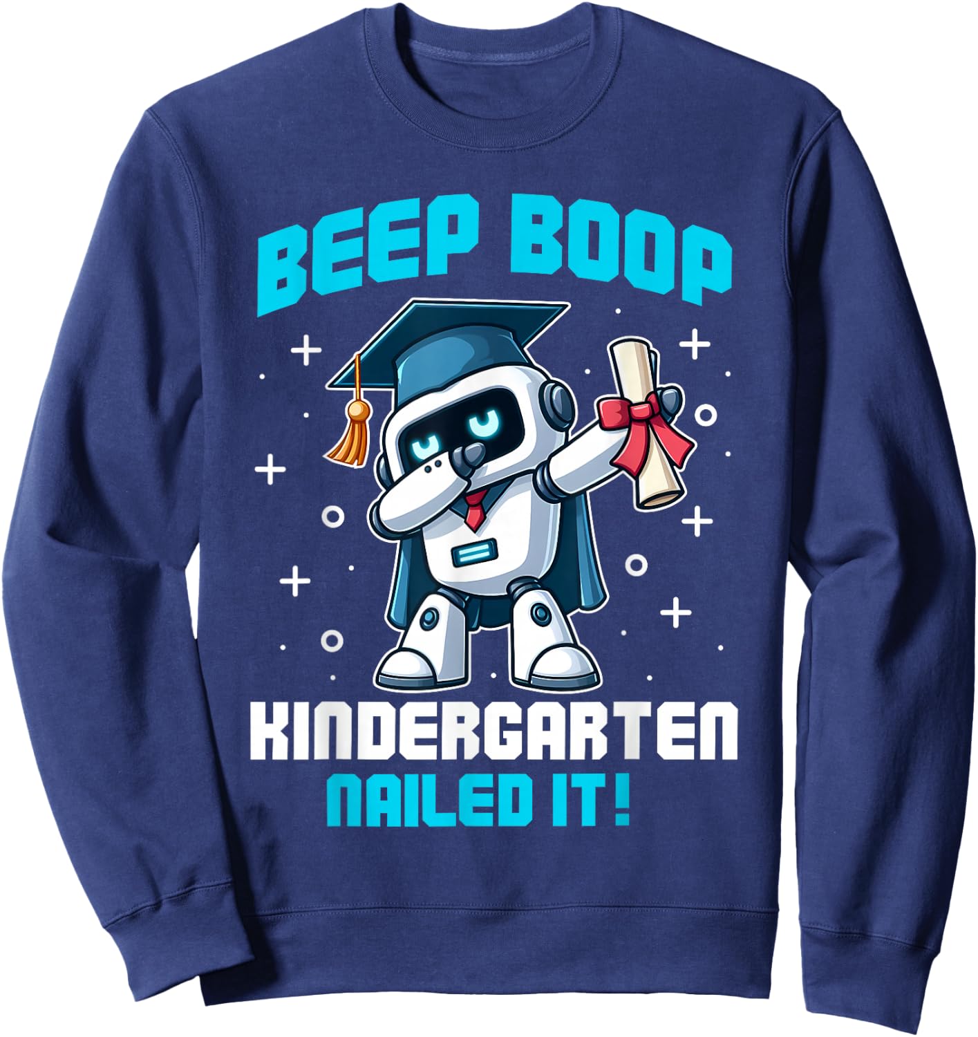 Dabbing Robot Kindergarten Graduation Cap Diploma Boys Kids Sweatshirt - Sweatshirt | Navy