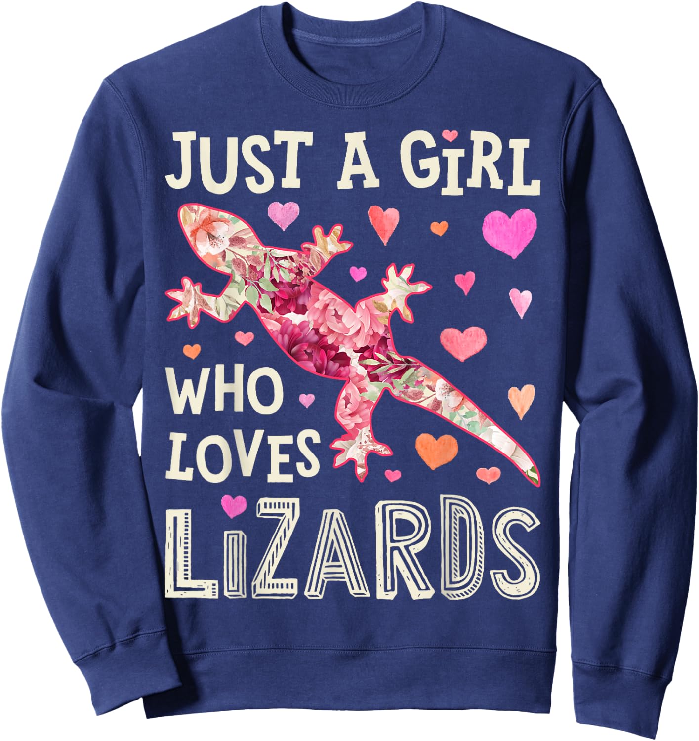 Lizard Just A Girl Who Loves Lizards Flower Women Floral Sweatshirt - Sweatshirt | Navy