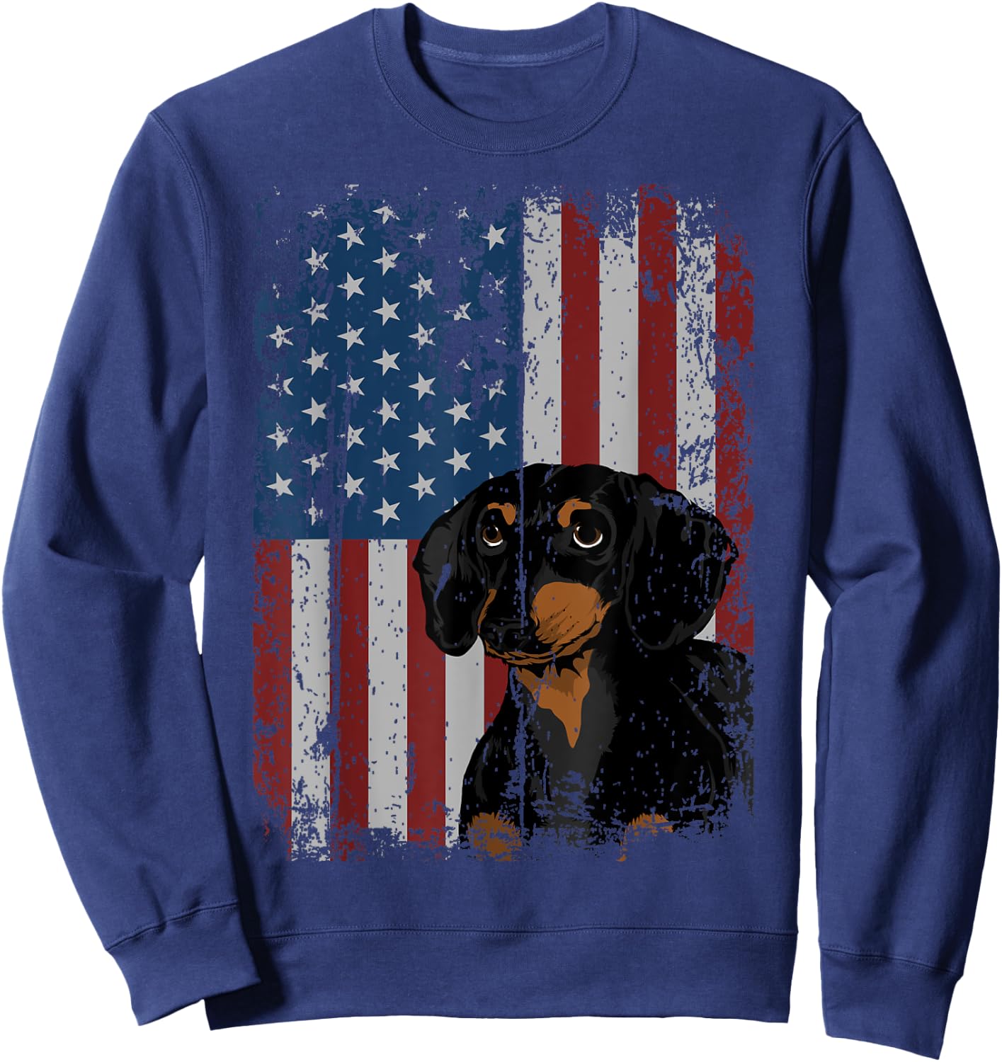 Dachshund American Flag Patriotic Dachshund Owner Gift Sweatshirt - Sweatshirt | Navy