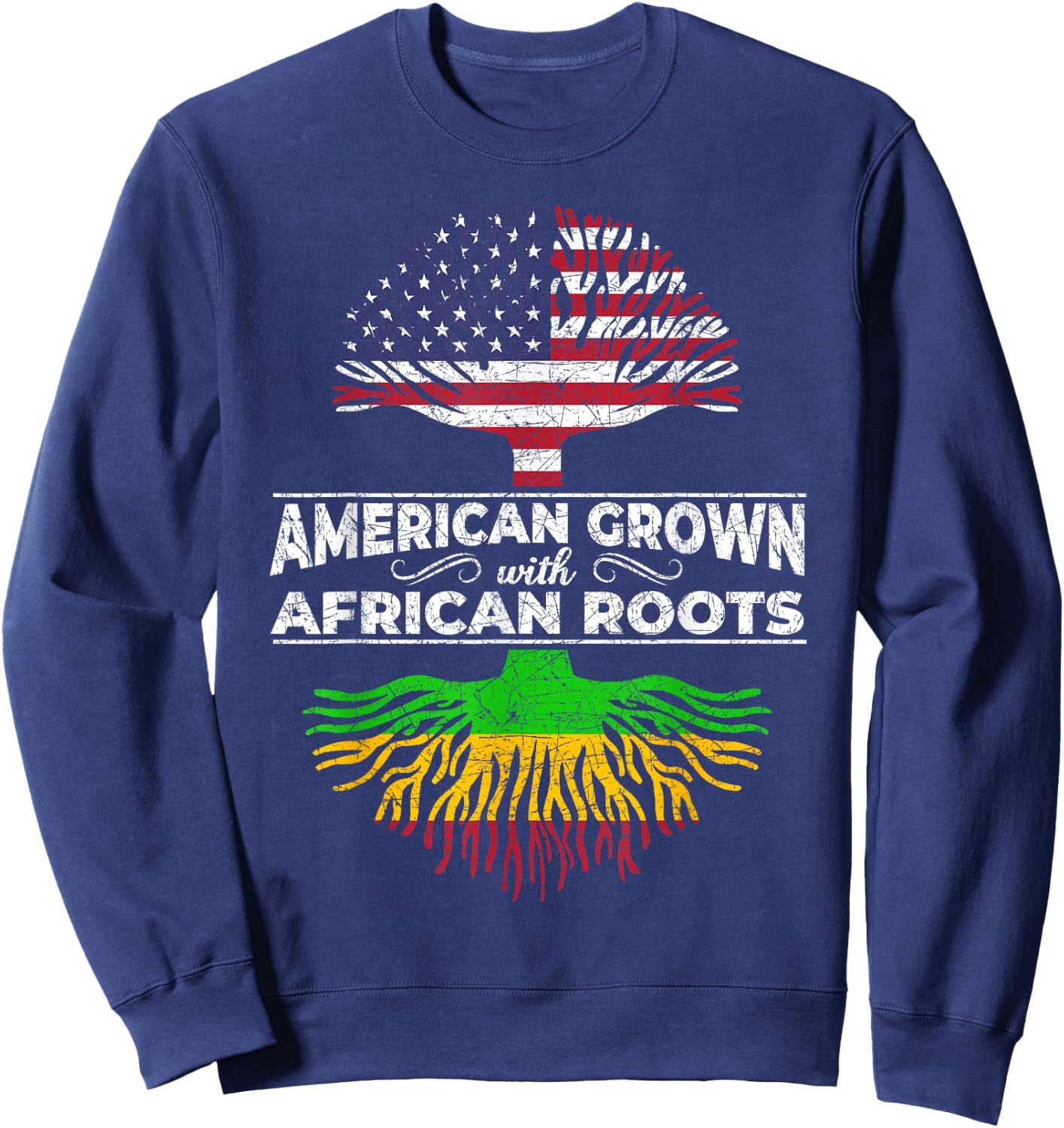 US Flag Pride African American Heritage Black History Month Sweatshirt - Sweatshirt | Navy