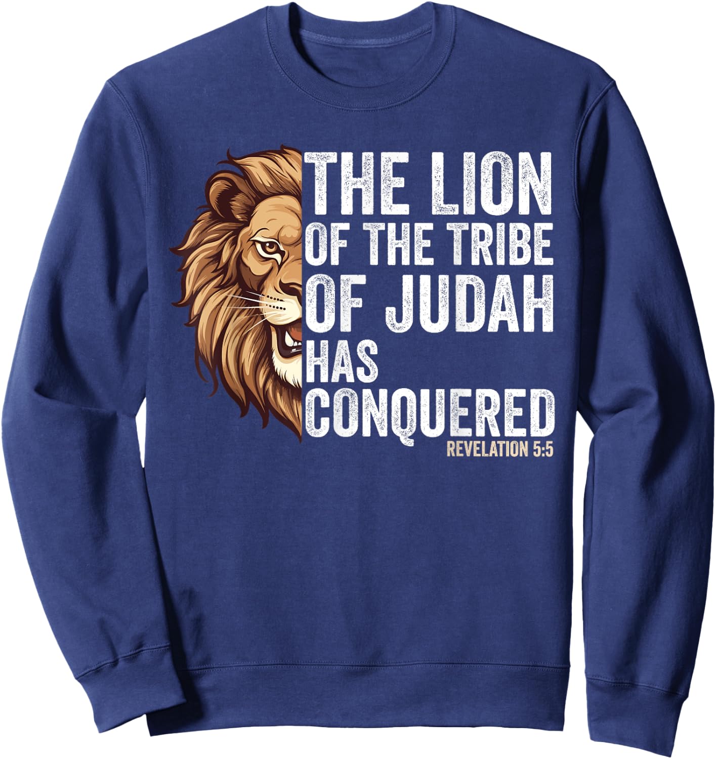 Lion of Judah Jesus Revelation Bible Verse Christian Sweatshirt - Sweatshirt | Navy