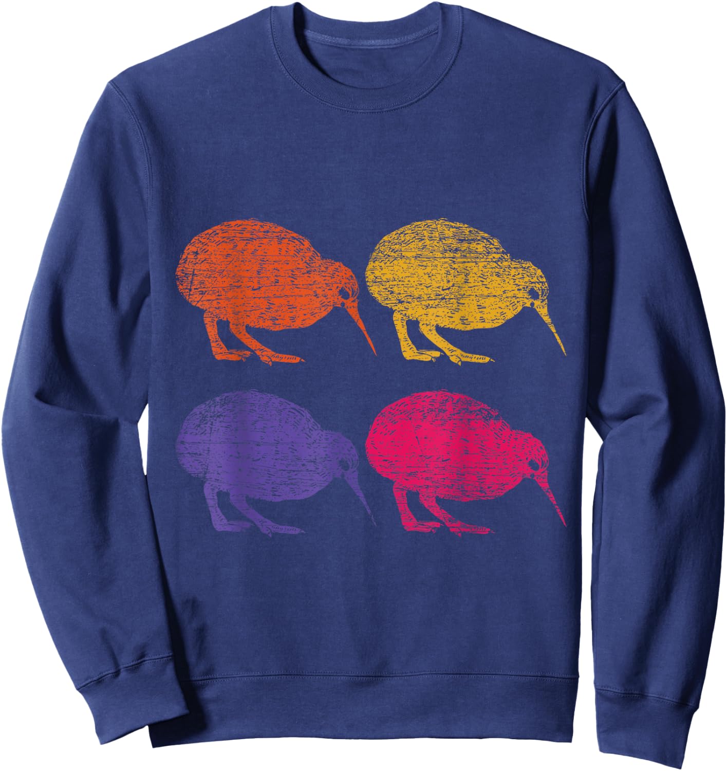 Cute Bird Retro Kiwi NZ New Zealand Sweatshirt - Sweatshirt | Navy