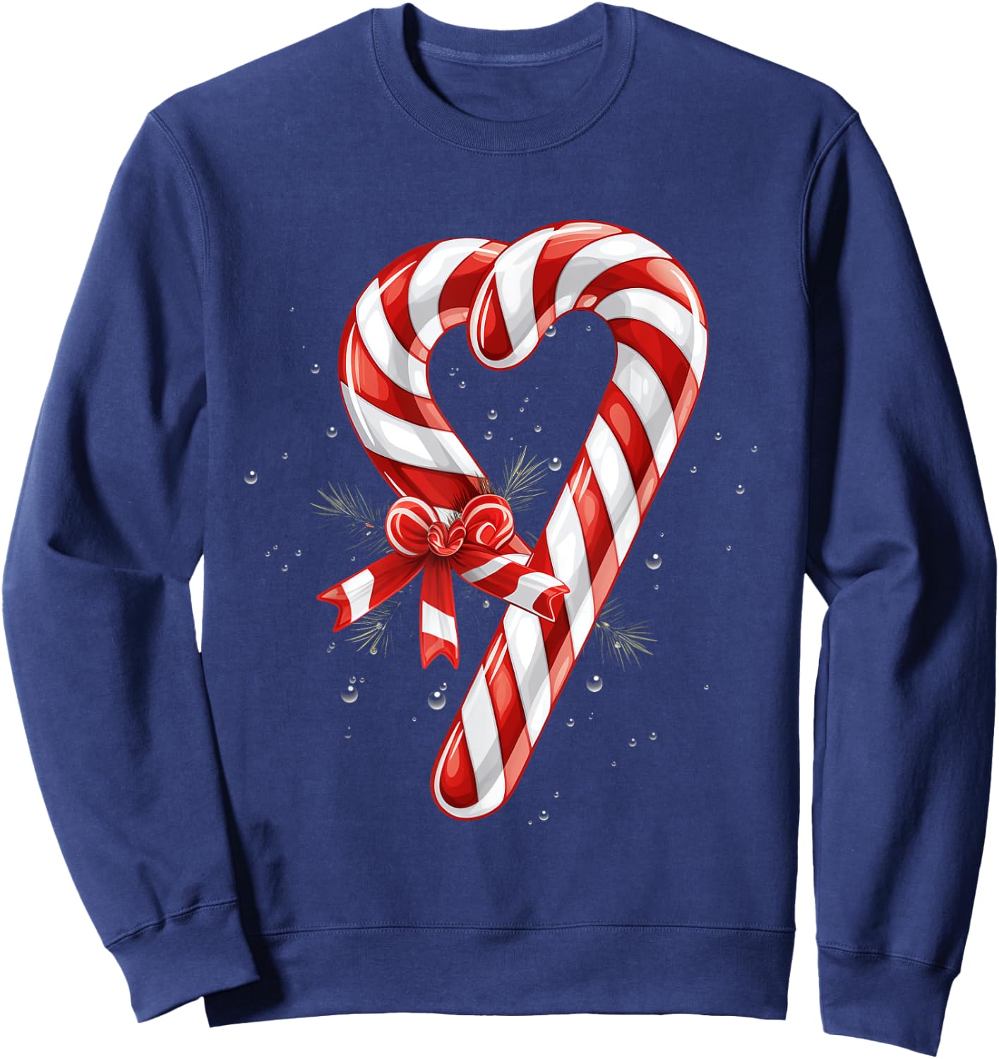 Giant Candy Cane Heart Christmas Gifts Red and White Candy Sweatshirt - Sweatshirt | Navy