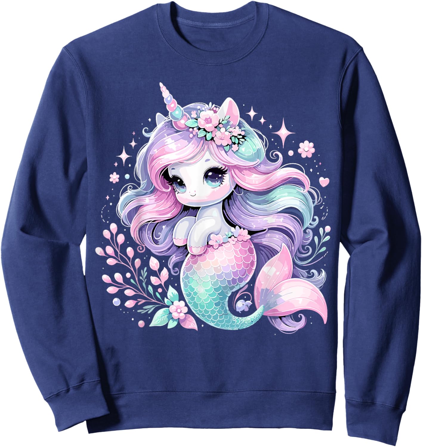 Unicorn Mermaid Girls Birthday Party Mermicorn Sweatshirt - Sweatshirt | Navy