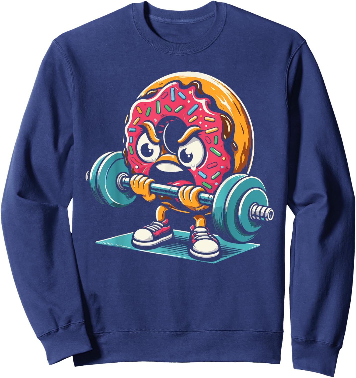 Donut Lifting Weights Funny Gym Workout Weightlifting Sweatshirt - Sweatshirt | Navy