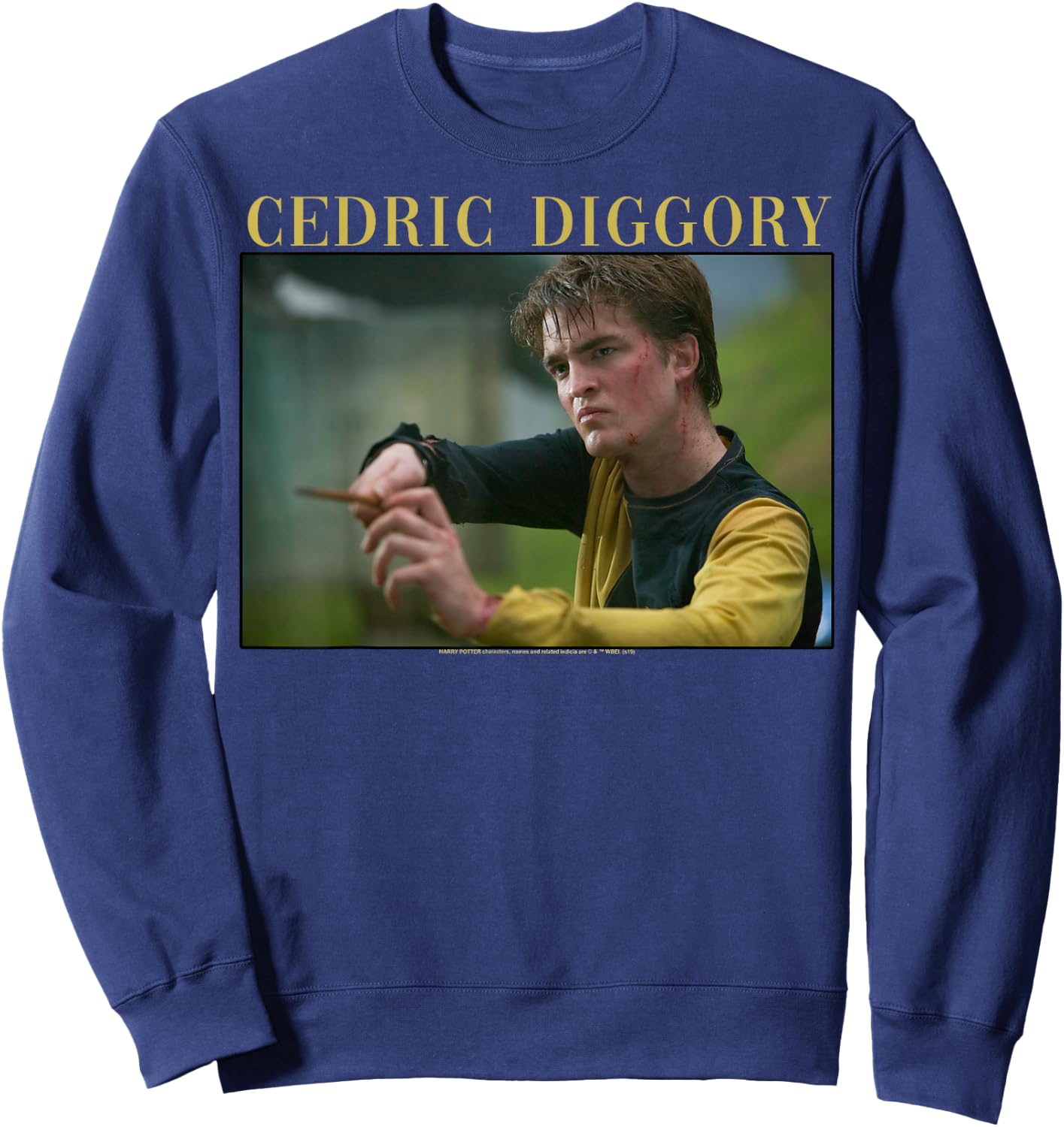 Harry Potter Official Black Adult - Short Sleeve - Small - Crew Collar - Letter Print - Modern Style - Casual Wear - All Seasons - Portrait Theme Sweatshirt - Sweatshirt | Navy