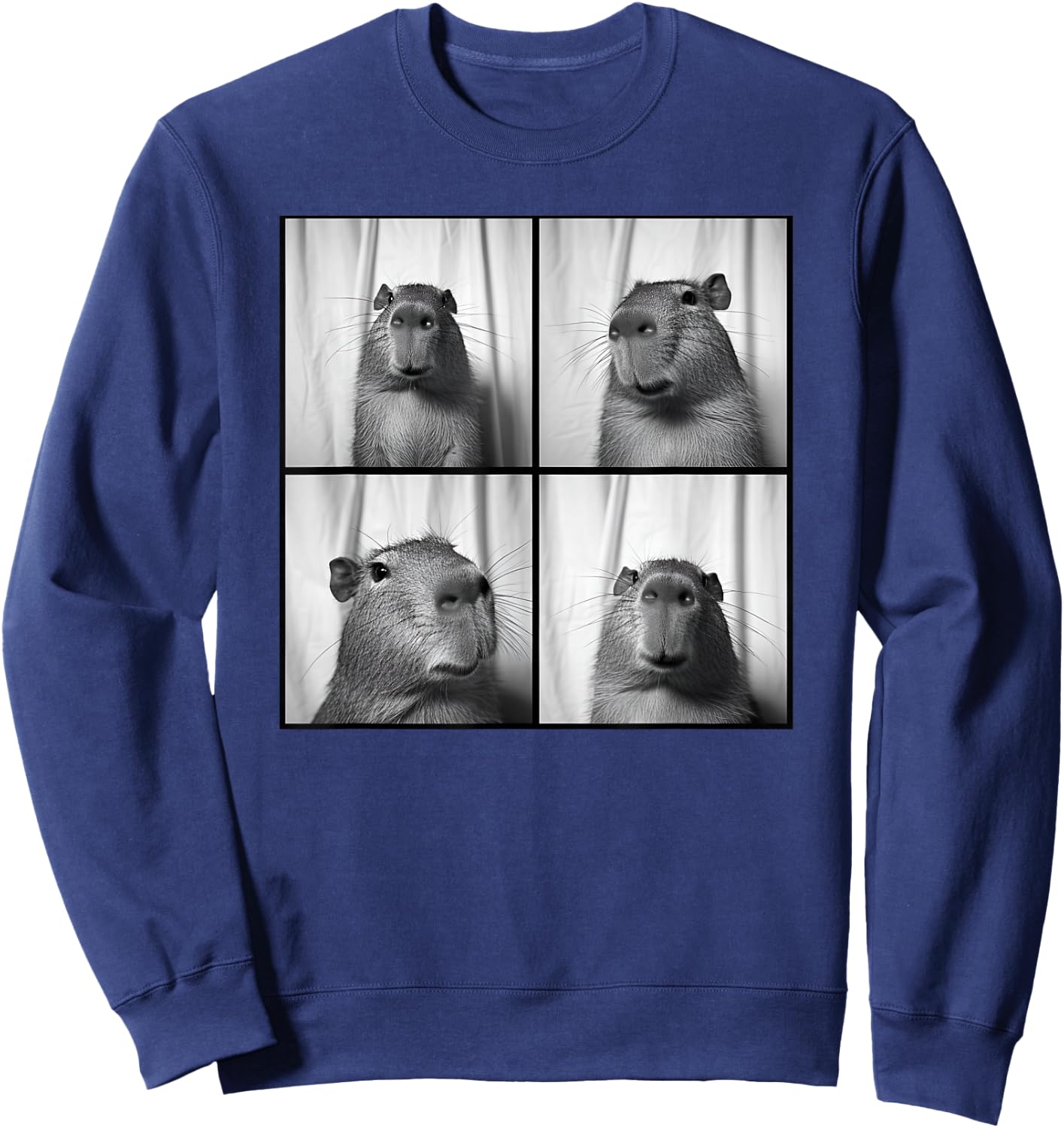 Capybara Capy Photobooth Picture Quirky Funny Odd Animal Sweatshirt - Sweatshirt | Navy