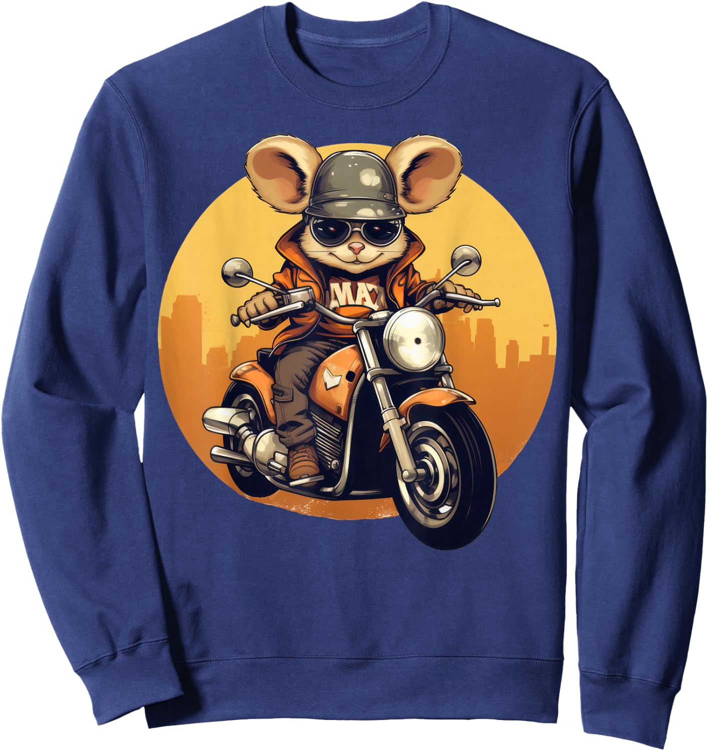 Cool Mouse on the Motorcycle Sweatshirt - Sweatshirt | Navy