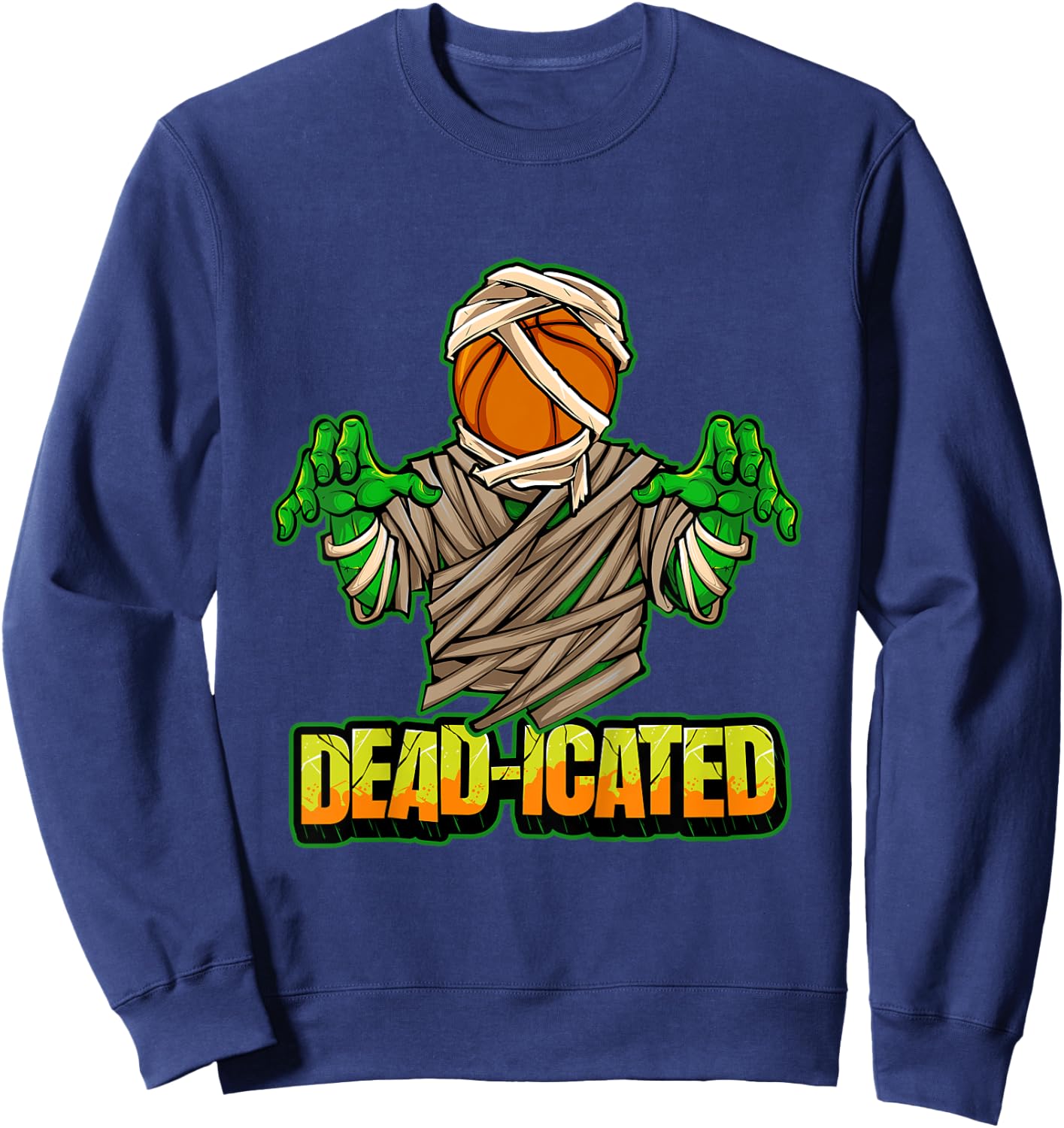 Kids Basketball Zombie Scary Halloween Basketball Sweatshirt - Sweatshirt | Navy