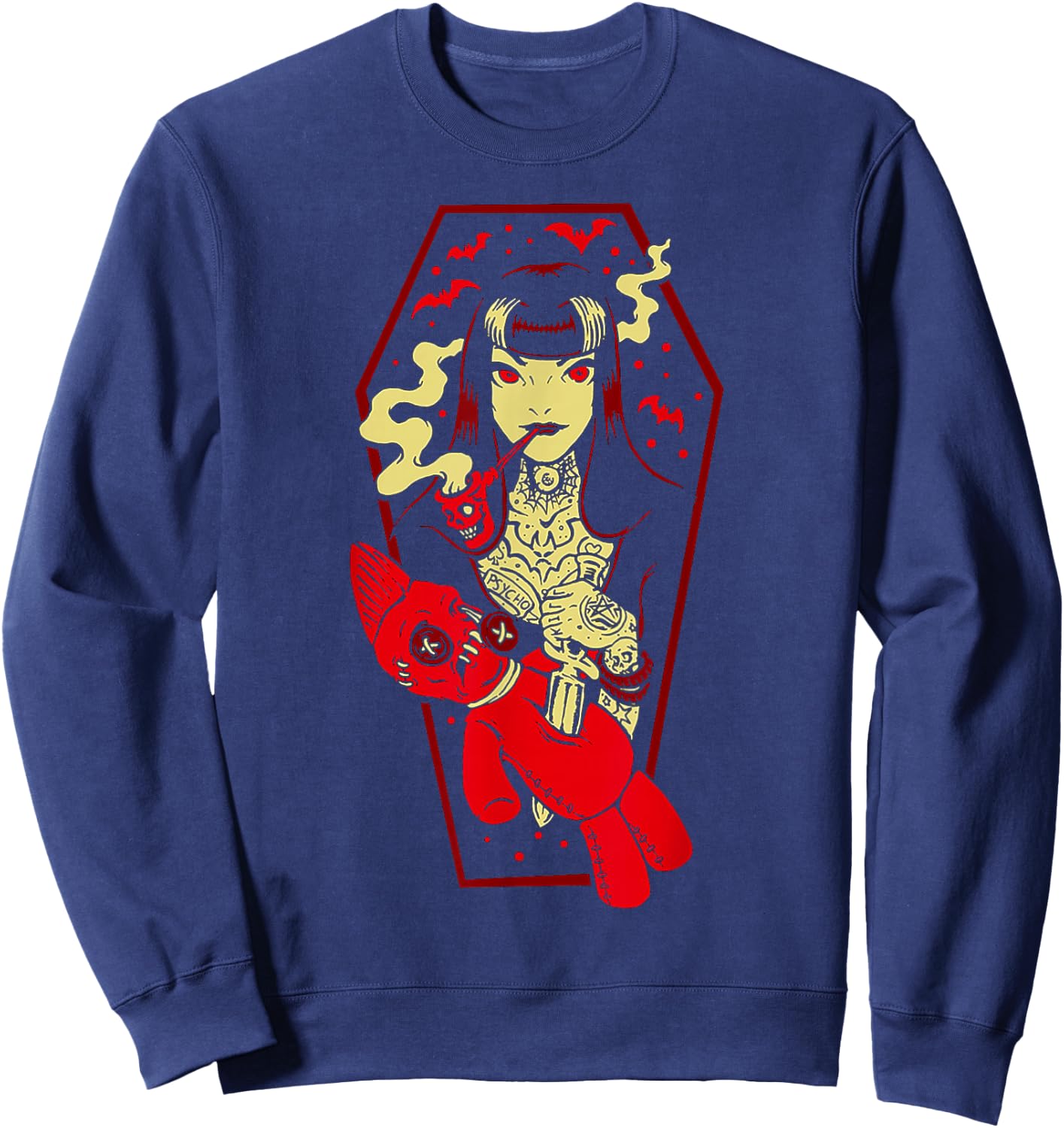Horror Art - Voodoo Witch - Psychobilly Punk Art Sweatshirt - Sweatshirt | Navy
