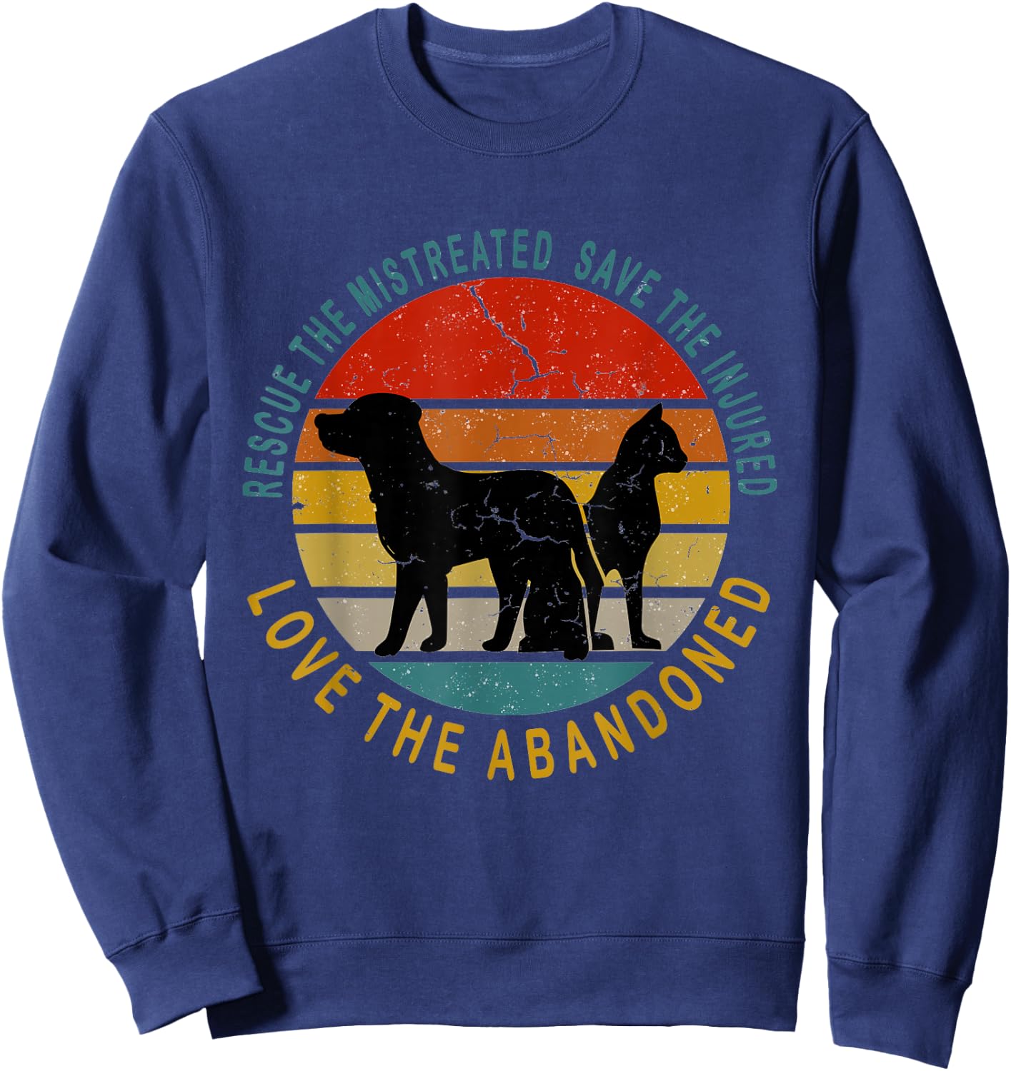 Rescue Save Love - Animal Rescue vintage Design gift Sweatshirt - Sweatshirt | Navy