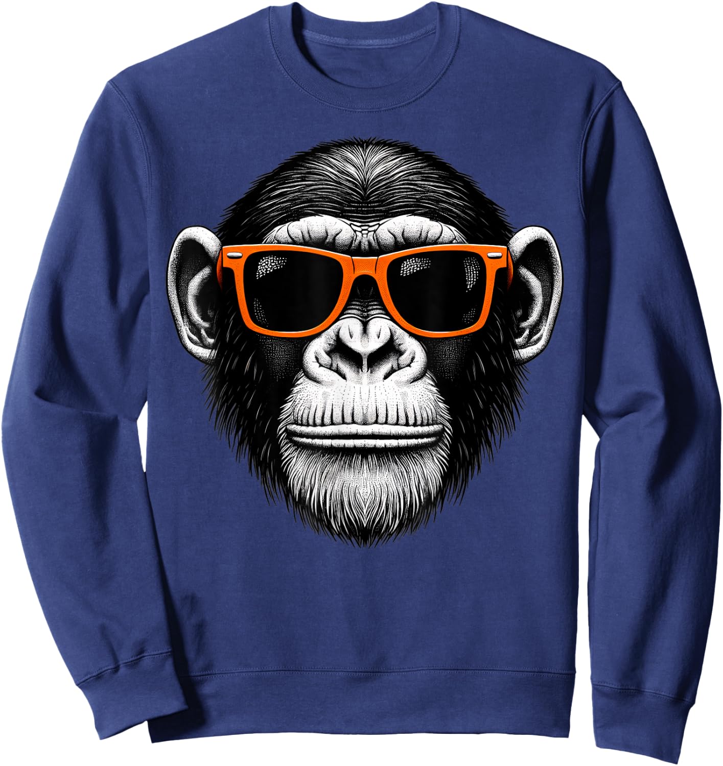 Cool Chimpanzee Monkey Wearing Sunglasses Graphic Art Sweatshirt - Sweatshirt | Navy