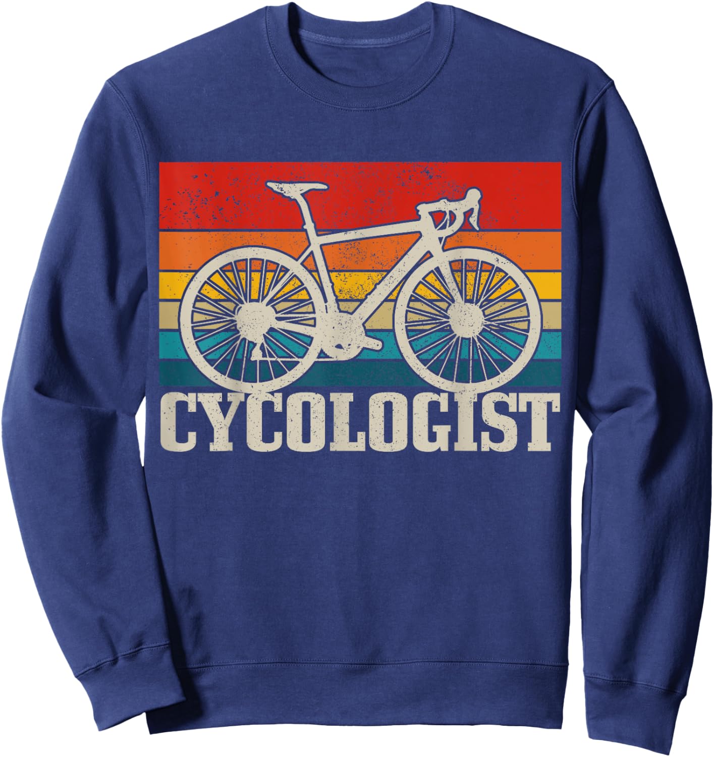 Road Bike Vintage Cycologist Funny Road Cyclist Gift Sweatshirt - Sweatshirt | Navy
