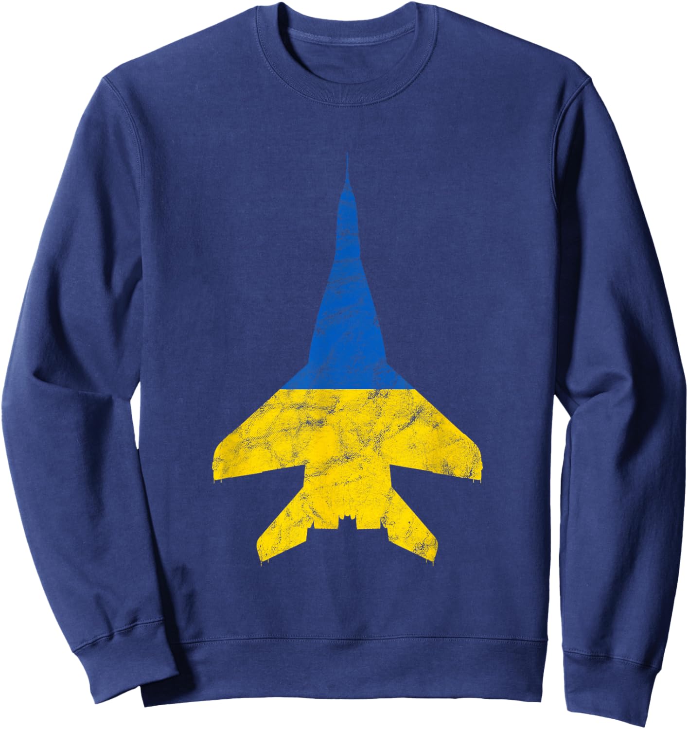Ukraine MiG-29 Jet Fighter Airplane Vintage Flag Design Sweatshirt - Sweatshirt | Navy