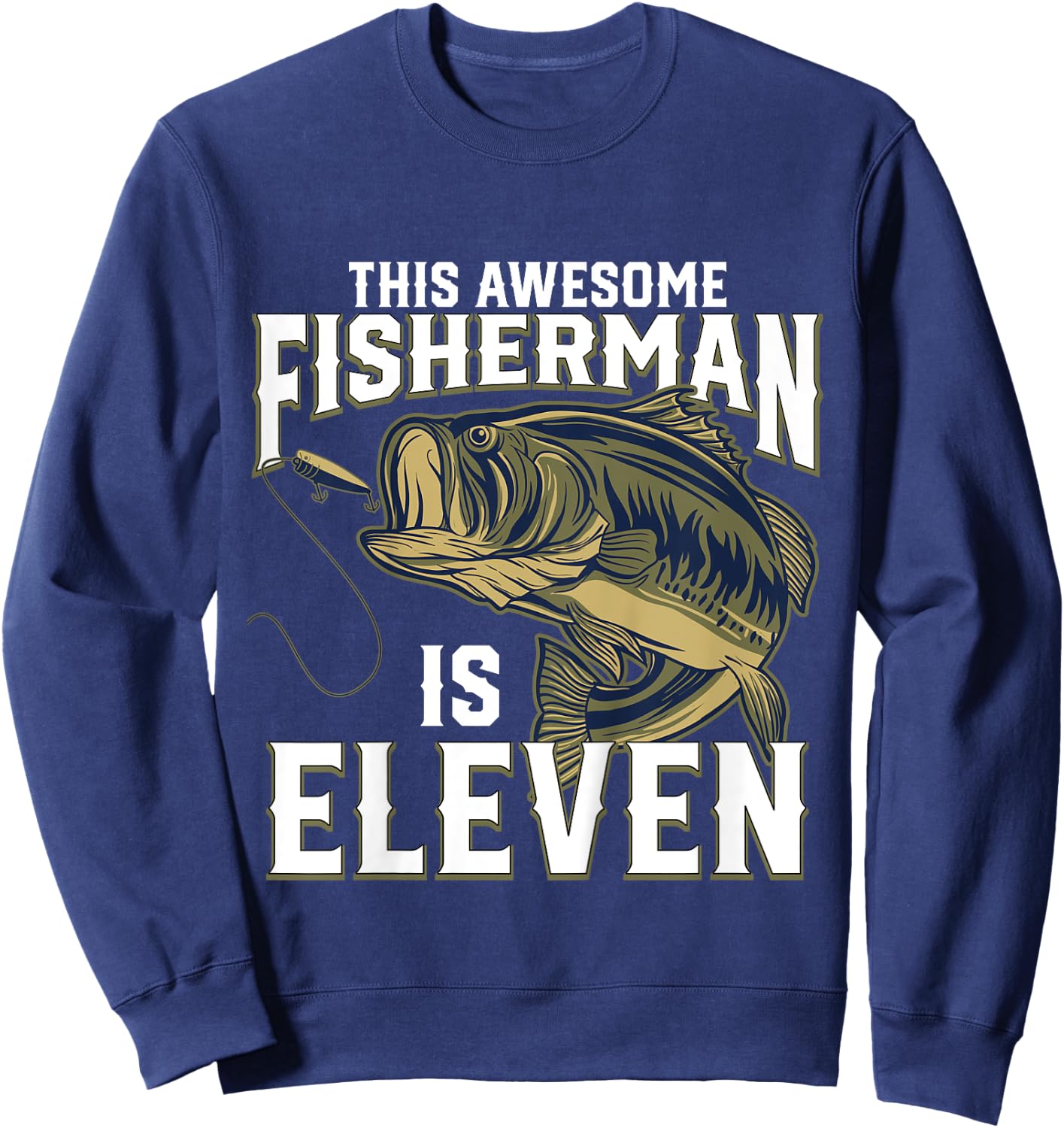 Kids 11 Year Old Fishing Birthday Party Fisherman 11th Gift Boy Sweatshirt - Sweatshirt | Navy