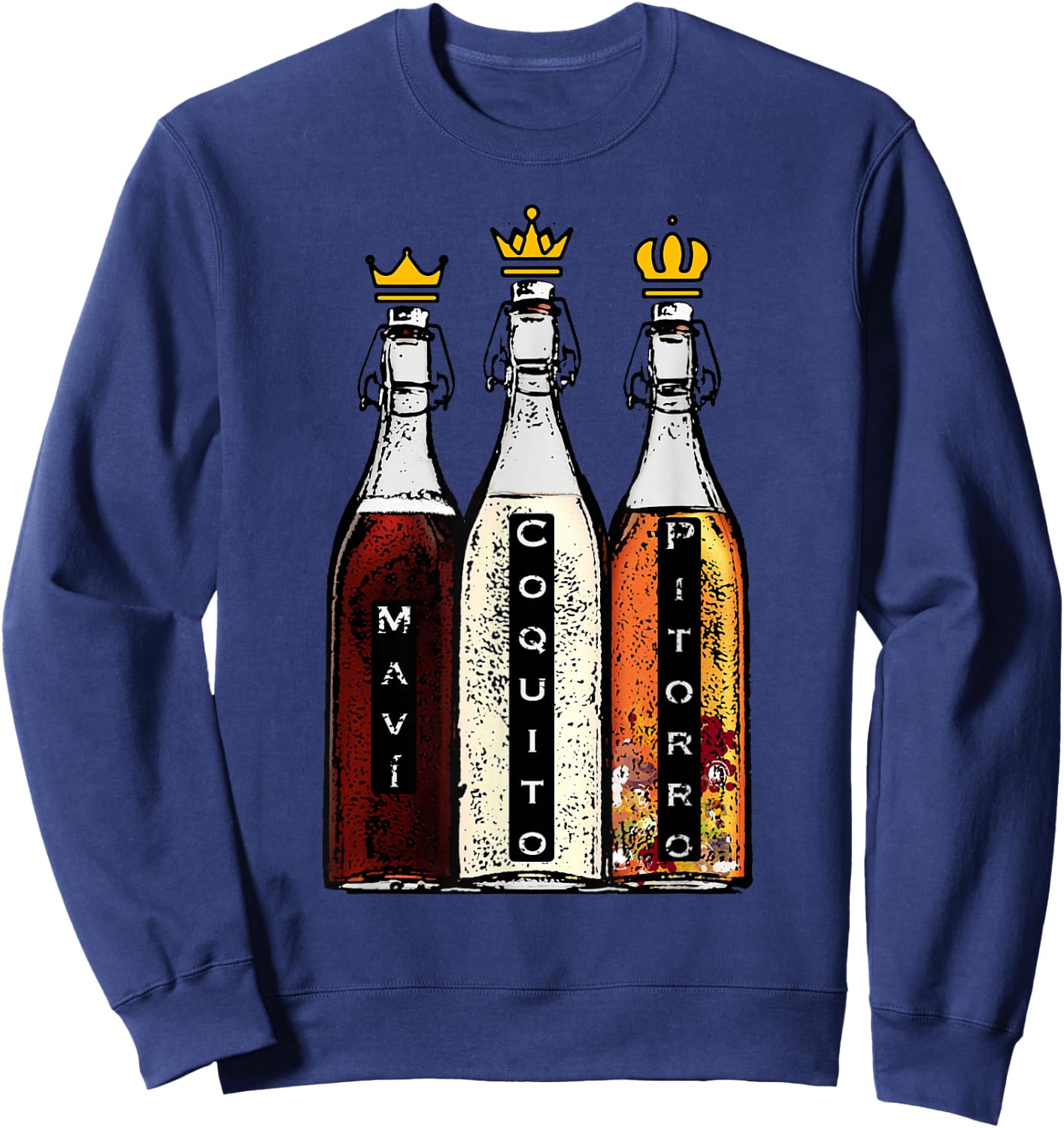 Puerto Rico Three Kings Mavi Coquito and Pitorro Boricua Sweatshirt - Sweatshirt | Navy