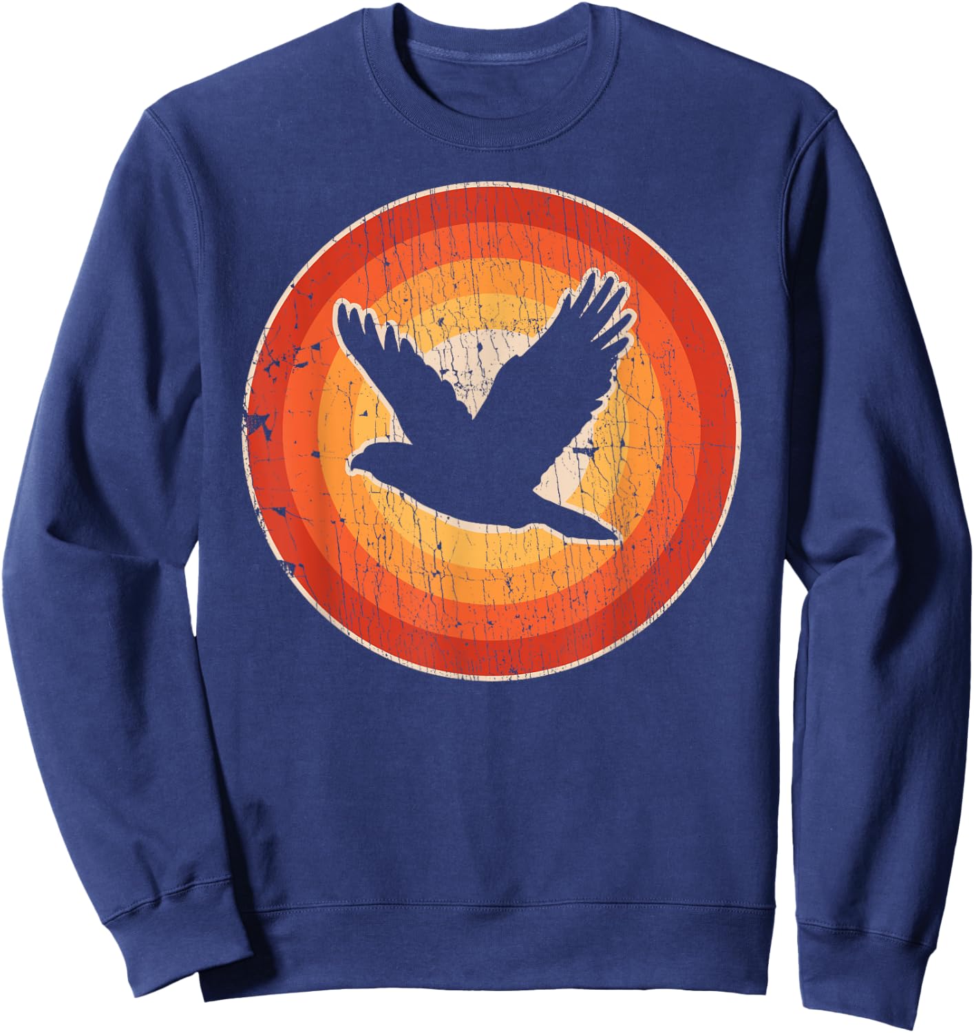 Falcon Retro Vintage 60s 70s Sunset Bird Lovers Men Women Sweatshirt - Sweatshirt | Navy