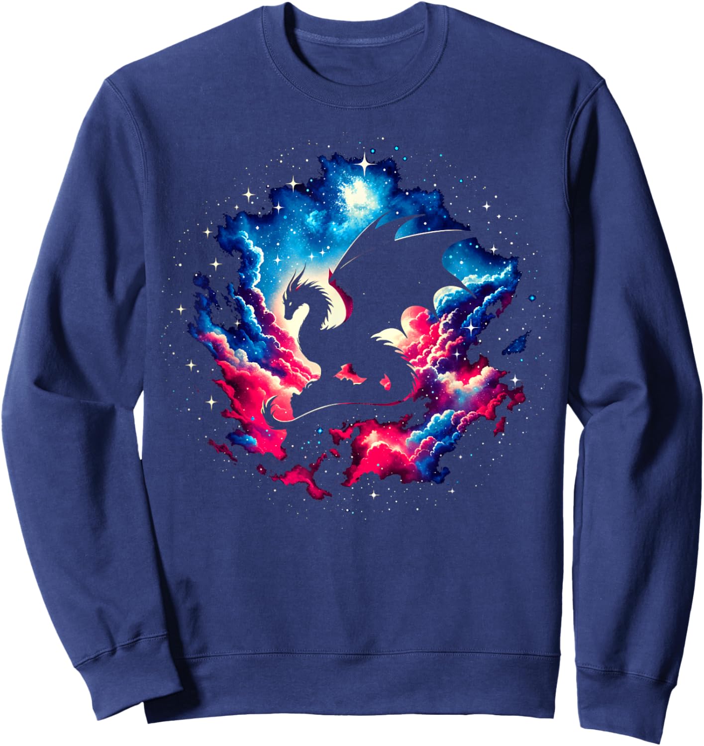 Cool Cosmic Dragon Galaxy Graphic Space Art Sweatshirt - Sweatshirt | Navy