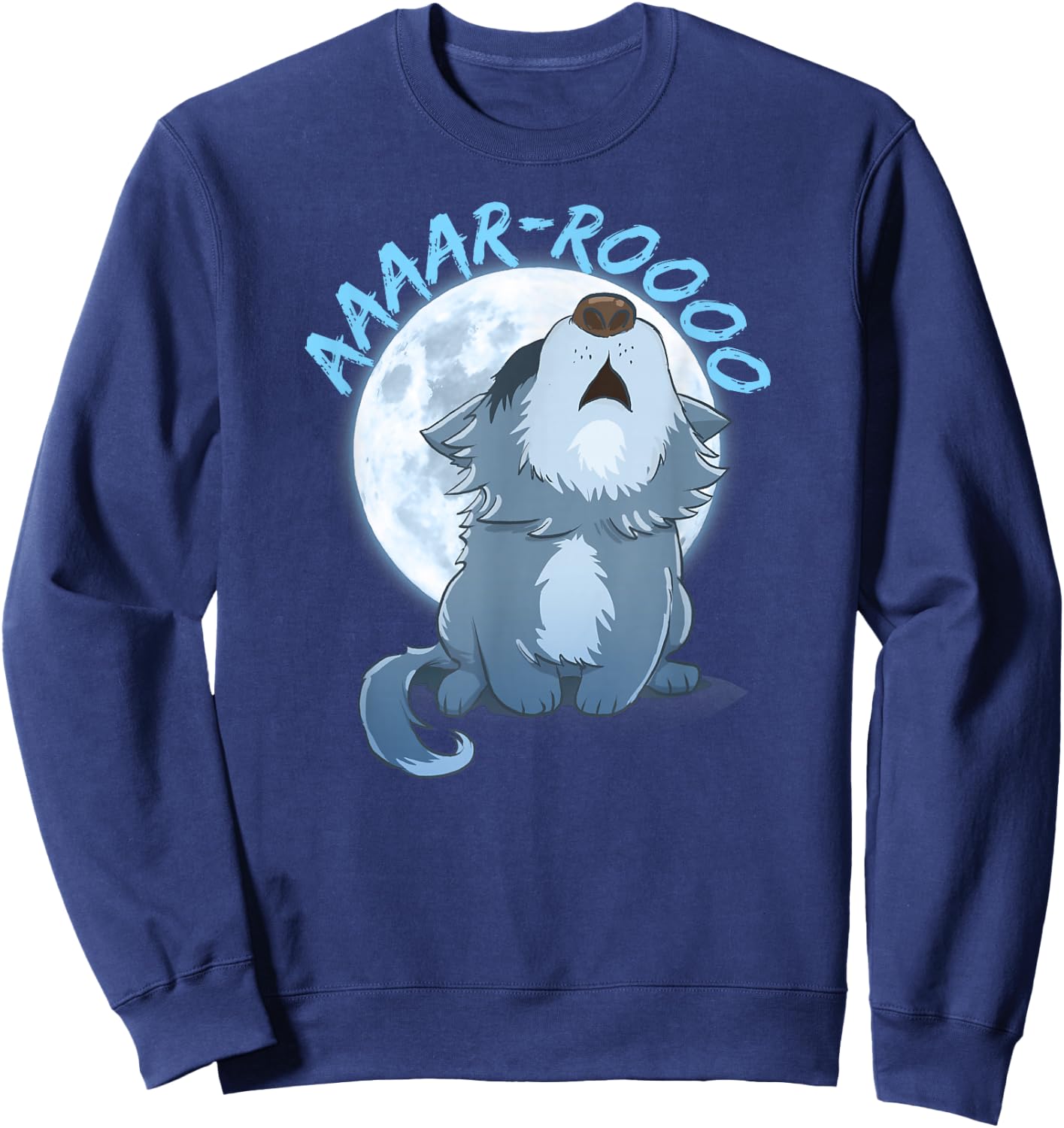 Howling Wolf Puppy Full Moon Gift Graphic T Sweatshirt - Sweatshirt | Navy
