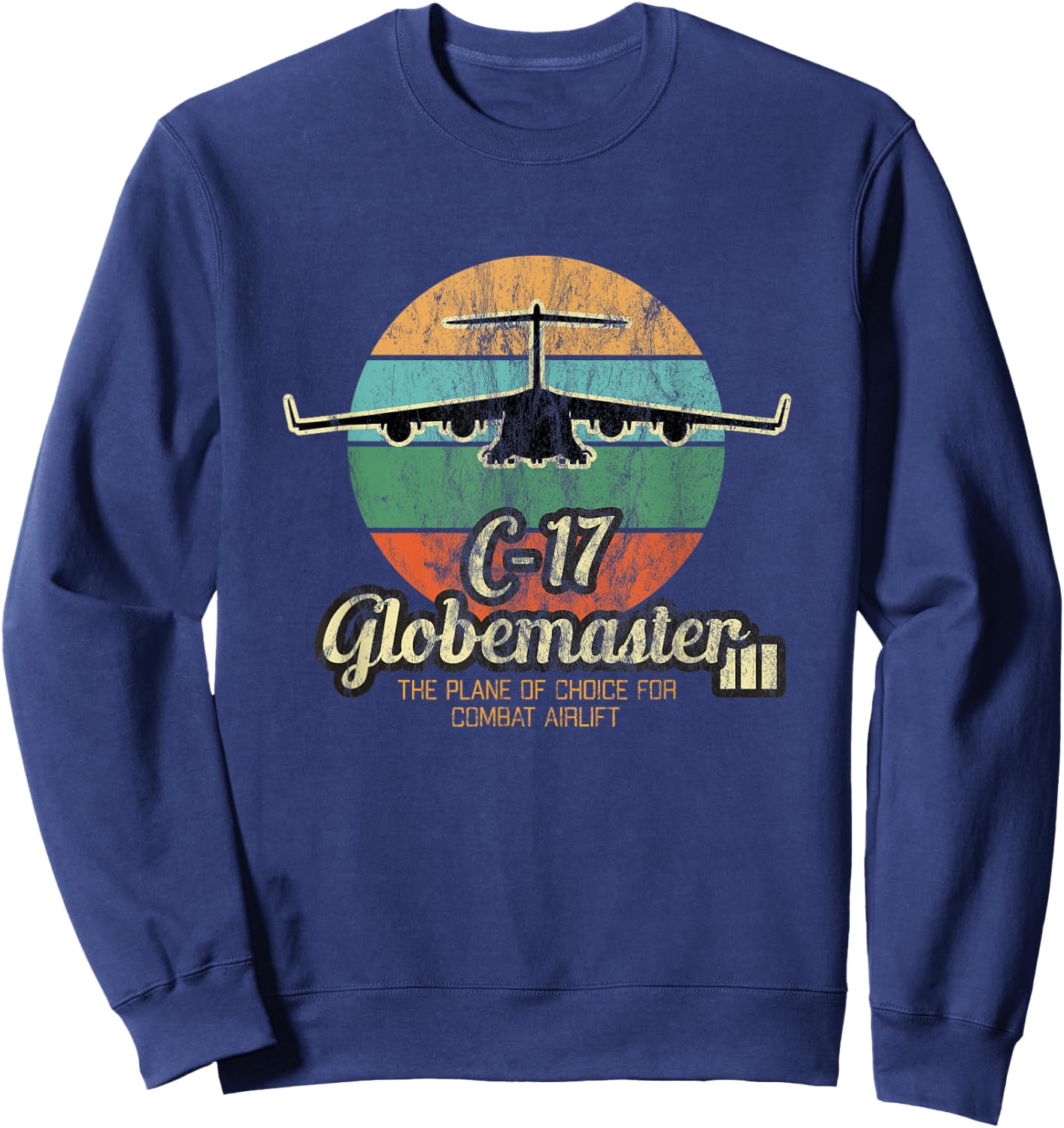 Globemaster III Vintage Sunset Combat Airlift Cargo Airplane Sweatshirt - Sweatshirt | Navy