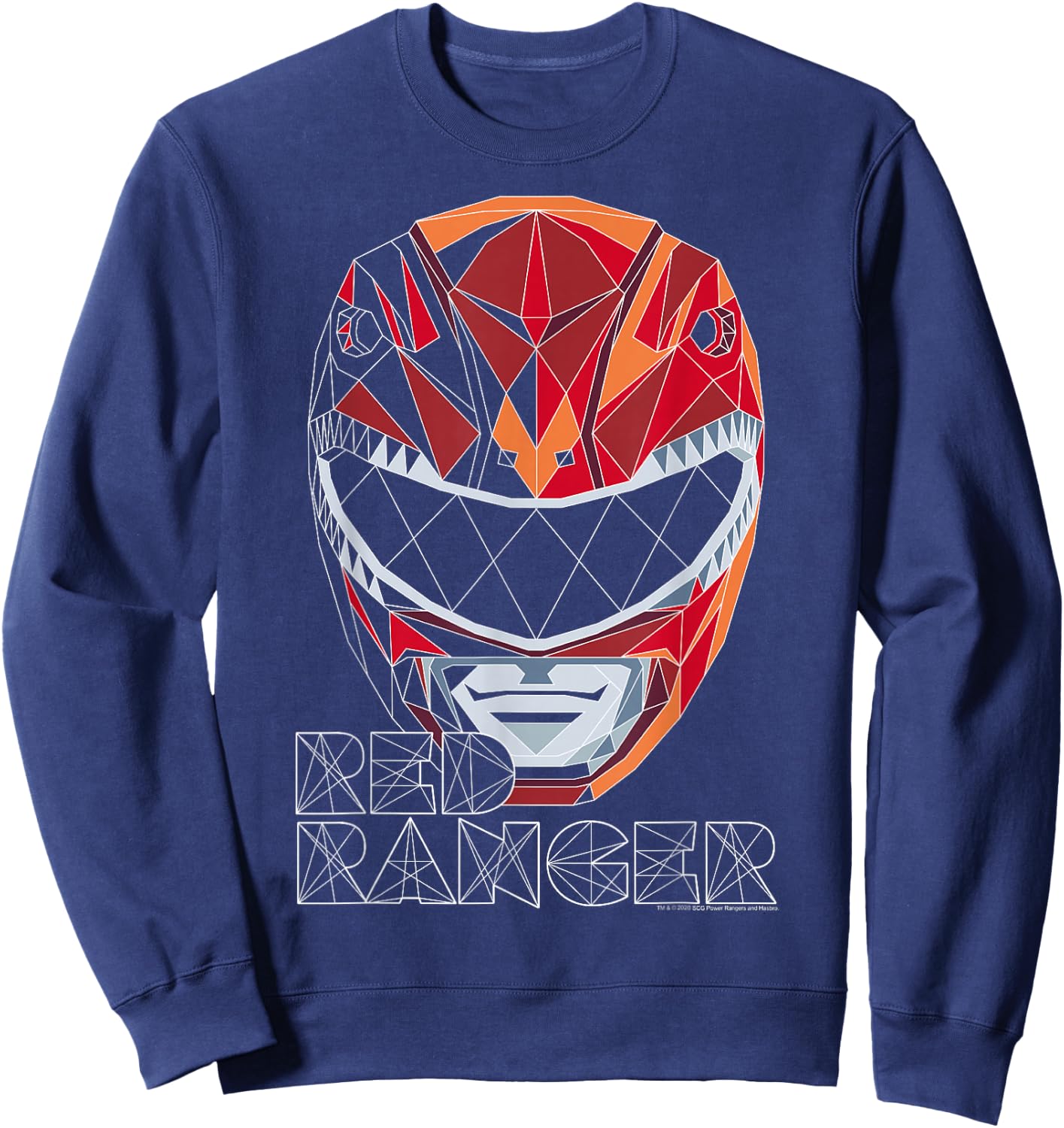 Power Rangers Red Ranger Geometric Helmet Big Face Sweatshirt - Sweatshirt | Navy
