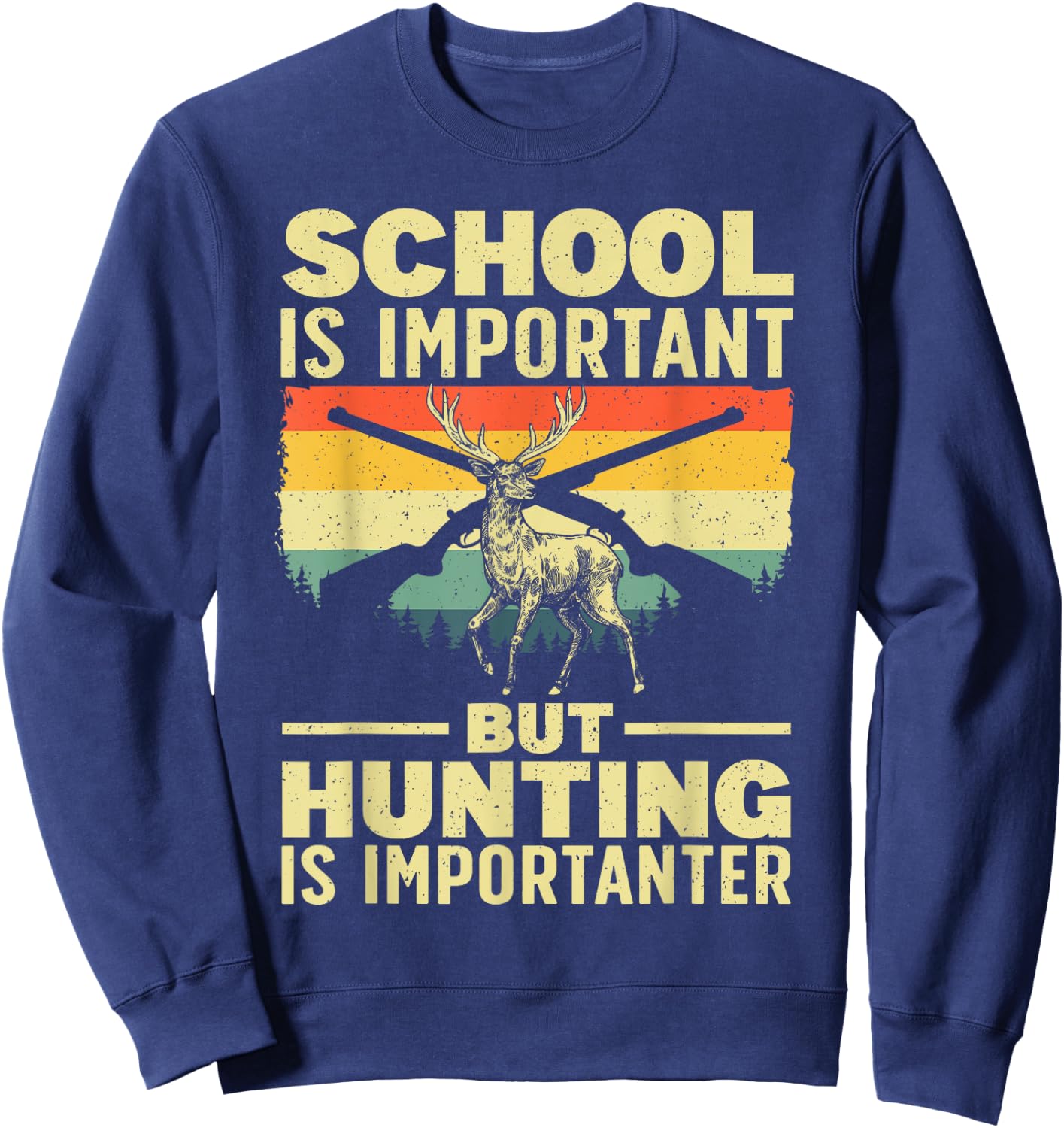 Funny Hunting Art for Boys Men Deer Hunter Wildlife Hunting Sweatshirt - Sweatshirt | Navy