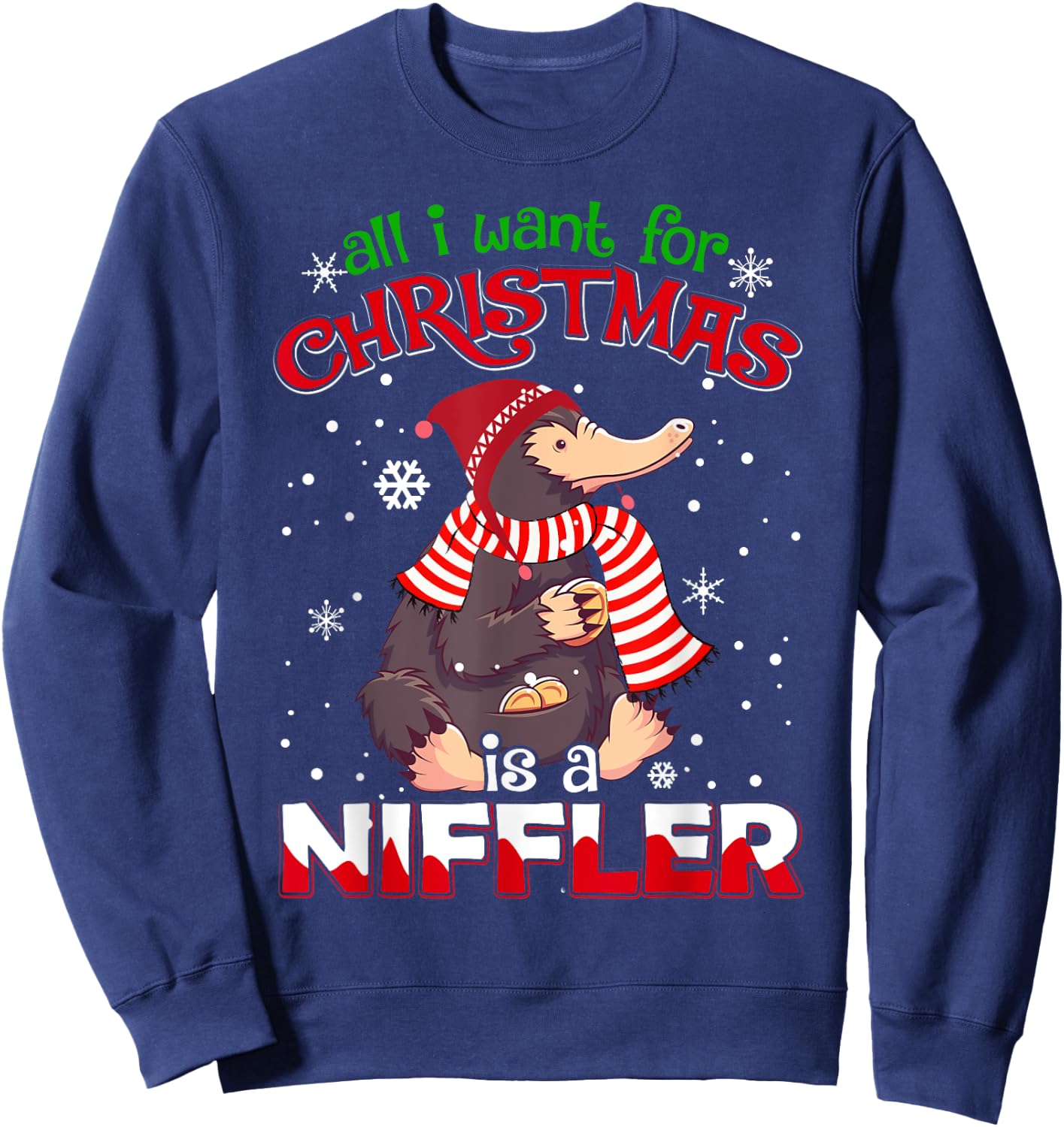 All I Want for Christmas is a Niffler Women Men Kids Xmas Sweatshirt - Sweatshirt | Navy