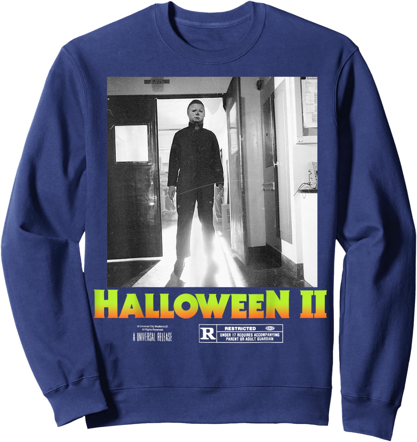 Halloween 2 Michael Myers Doorway Portrait Poster Sweatshirt - Sweatshirt | Navy