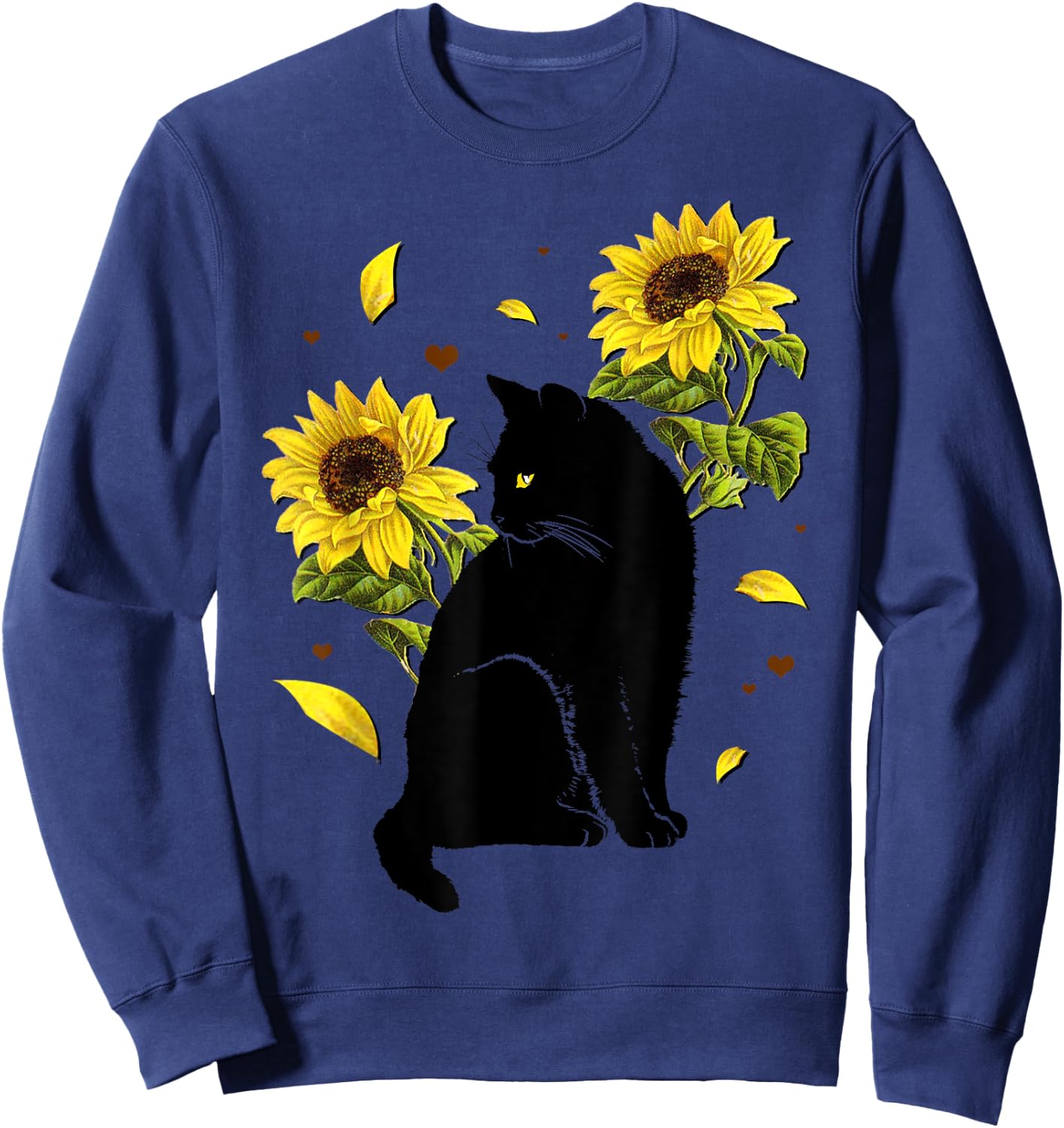 Cat Sunflower Christmas Tree Sun Flower Cat Lover Gift Men Women Kids Sweatshirt - Sweatshirt | Navy