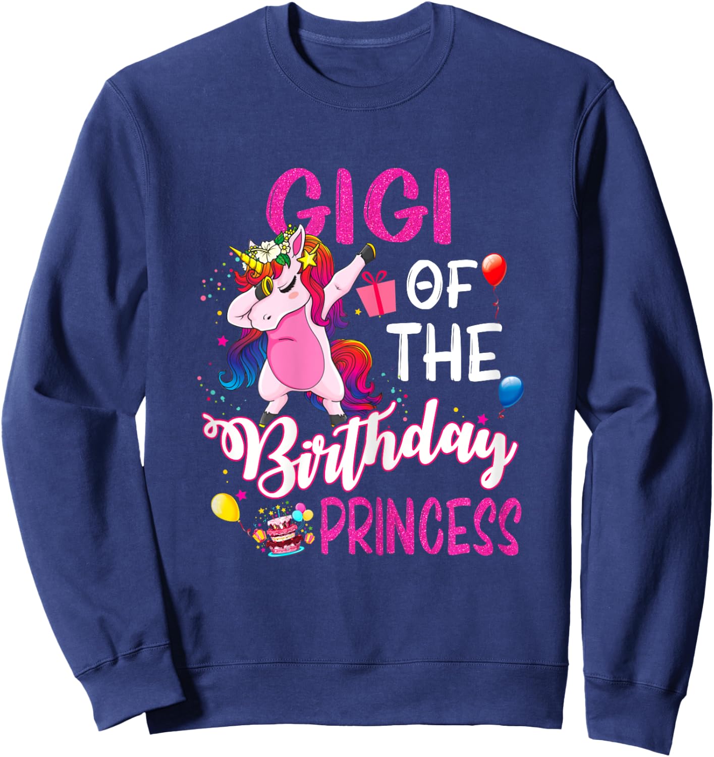 Gigi Of The Birthday Princess Unicorn Girl Sweatshirt - Sweatshirt | Navy