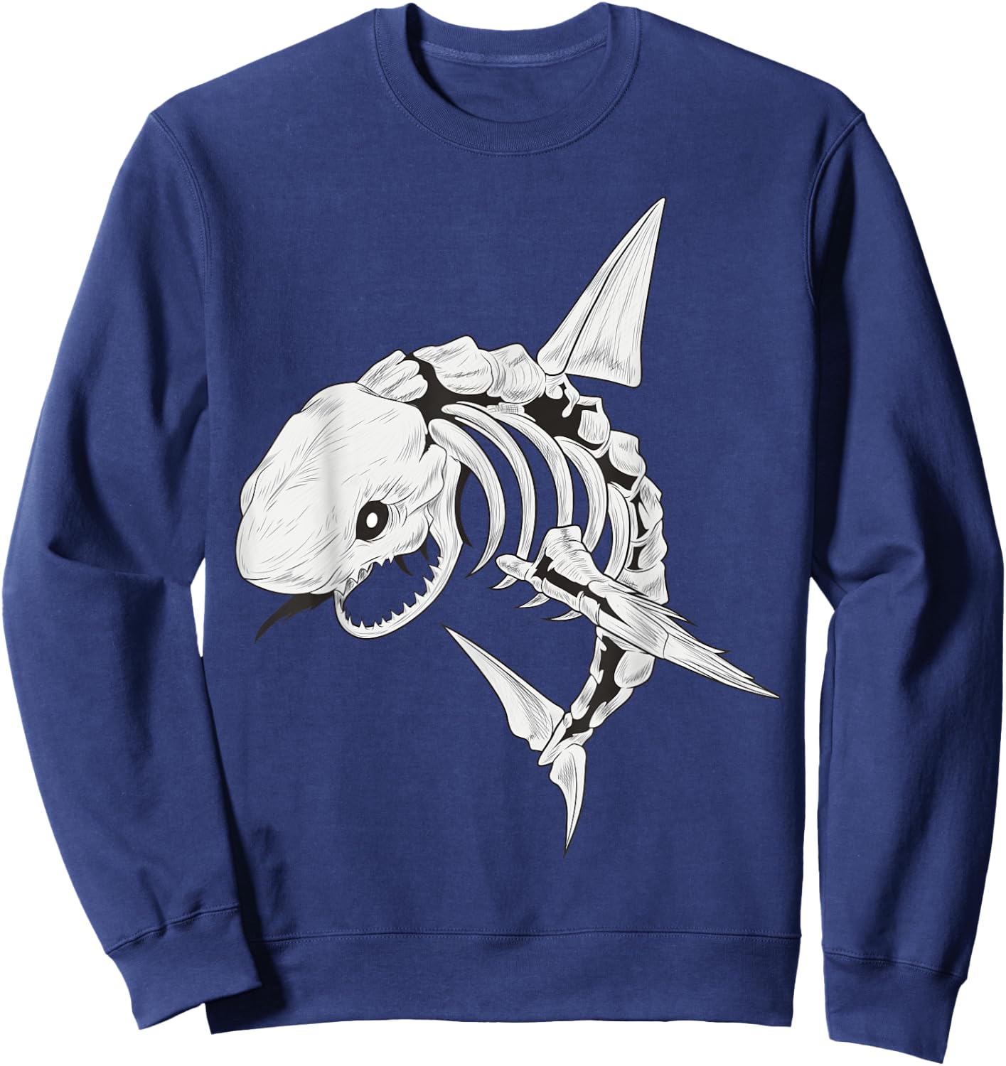 Shark Skeleton Shirt Spooky Shark Halloween Costumes Skull Sweatshirt - Sweatshirt | Navy