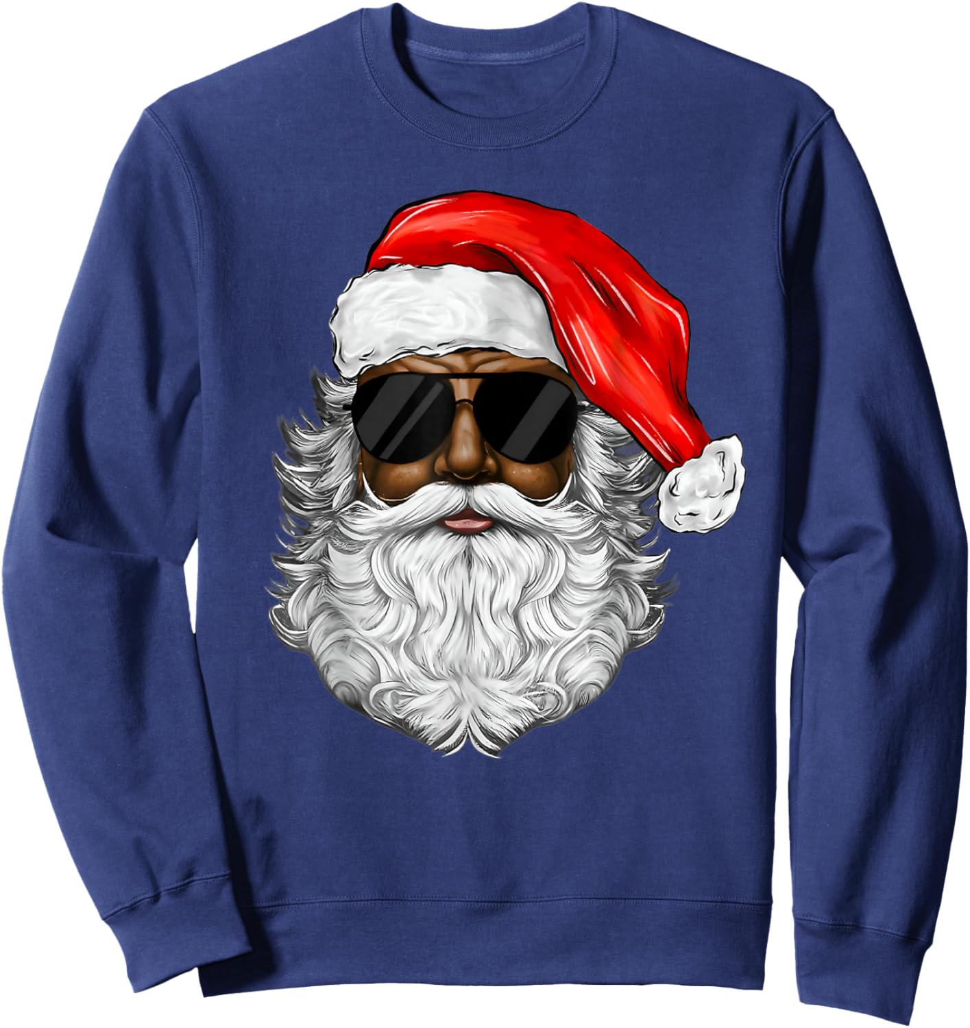 Santa Claus Black Man Christmas Xmas Family Pajamas Holiday Sweatshirt - Sweatshirt | Navy