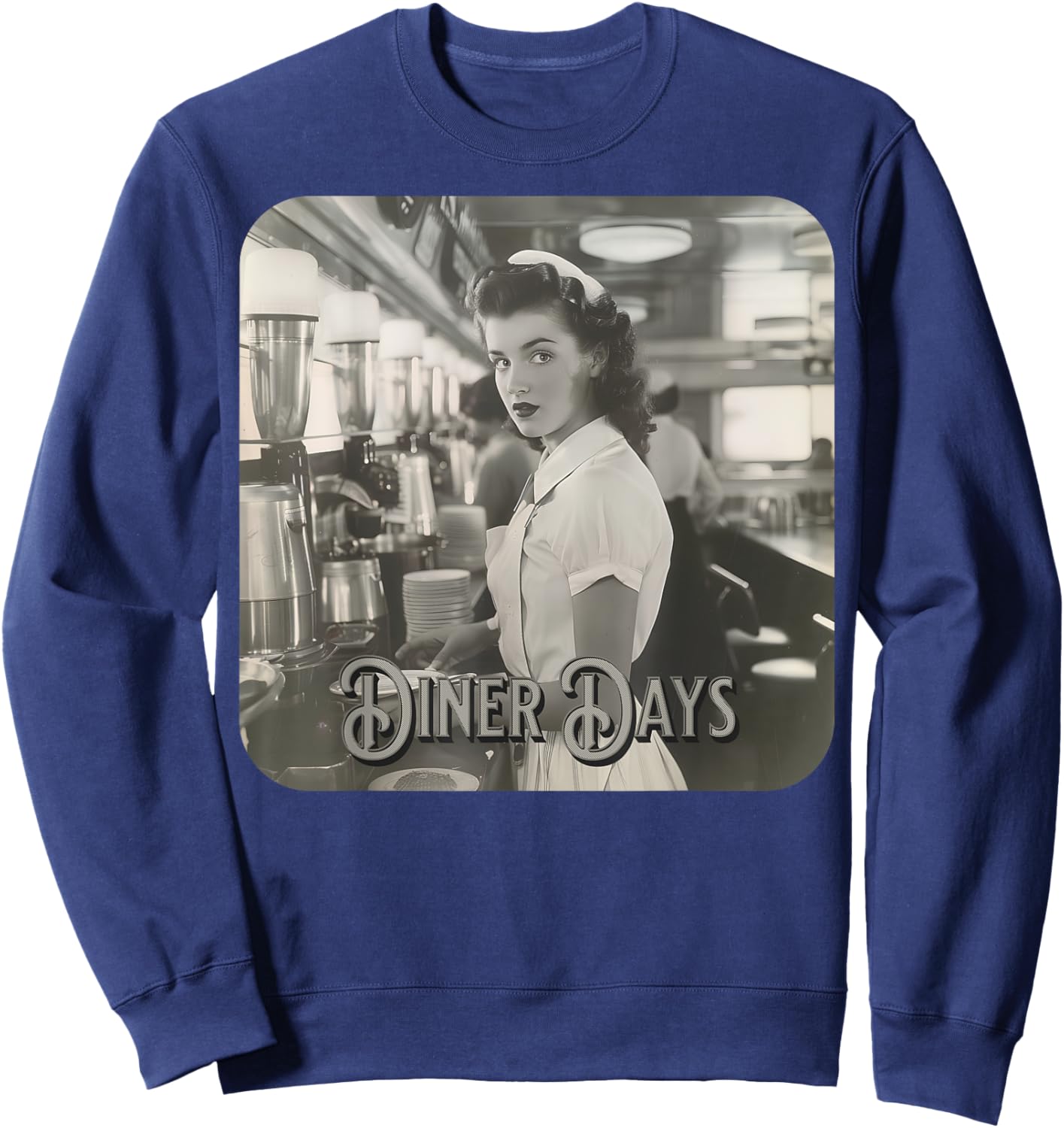 Vintage Diner Days Sweatshirt - Sweatshirt | Navy