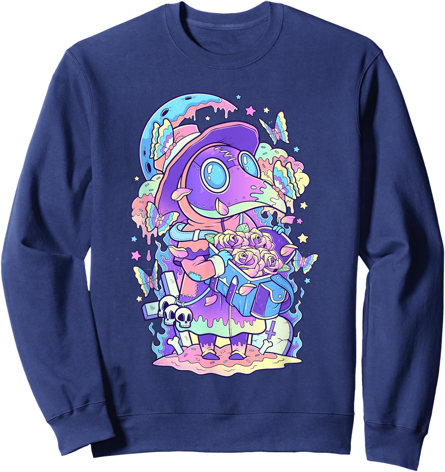 Kawaii Pastel Goth Cute and Scary Plague Doctor Sweatshirt - Sweatshirt | Navy