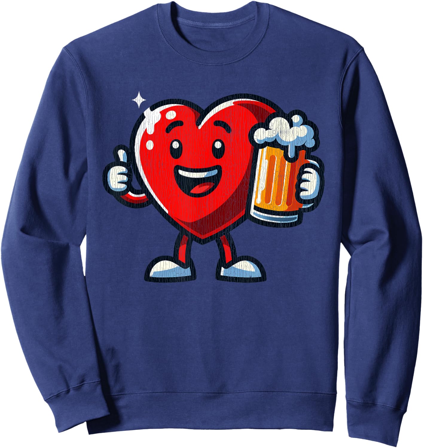 Beer Valentines Hearts Day Funny Lover Men Women Sweatshirt - Sweatshirt | Navy