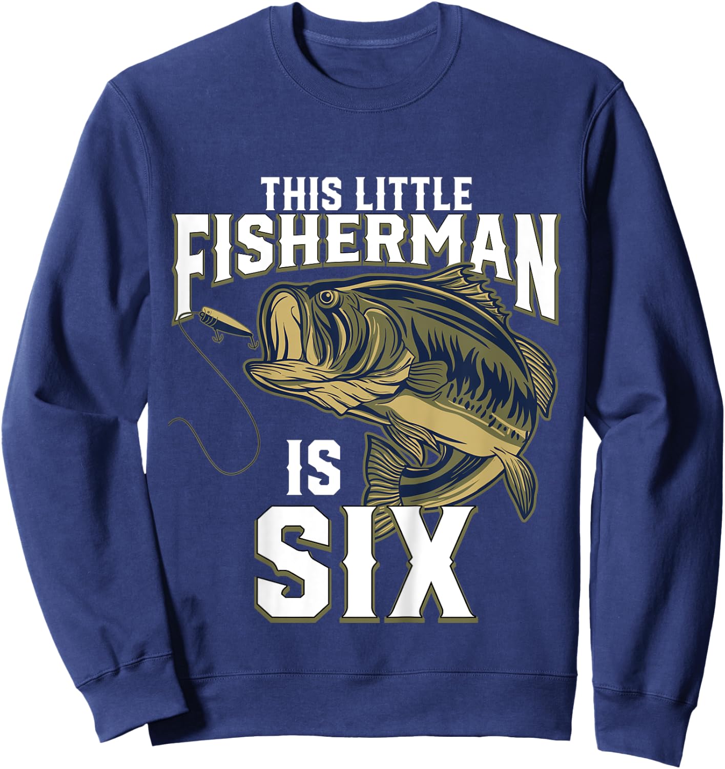 Kids 6 Year Old Fishing Birthday Party Fisherman 6th Gift Boy Sweatshirt - Sweatshirt | Navy
