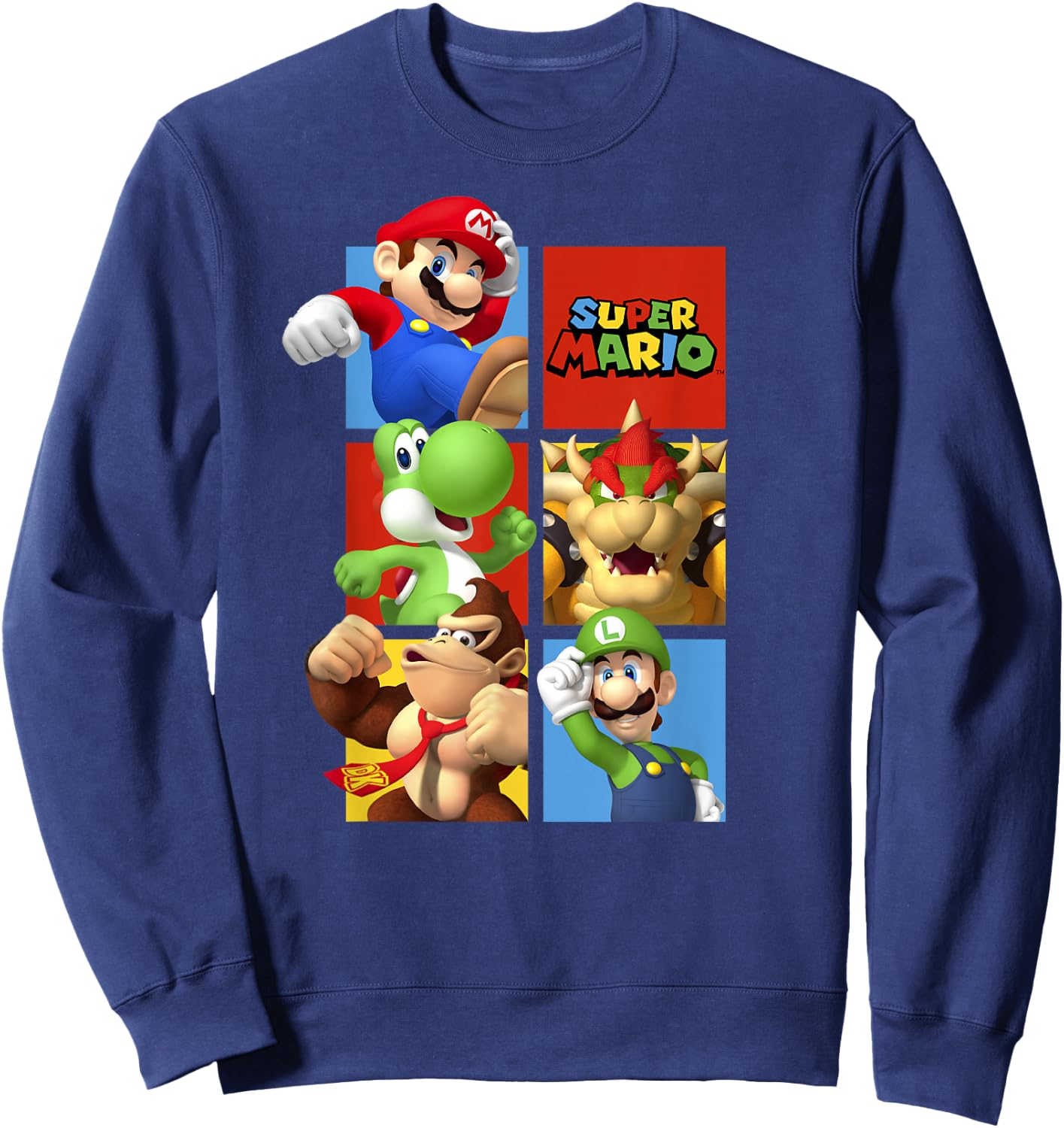 Super Mario Classic Character Box Up Sweatshirt - Sweatshirt | Navy