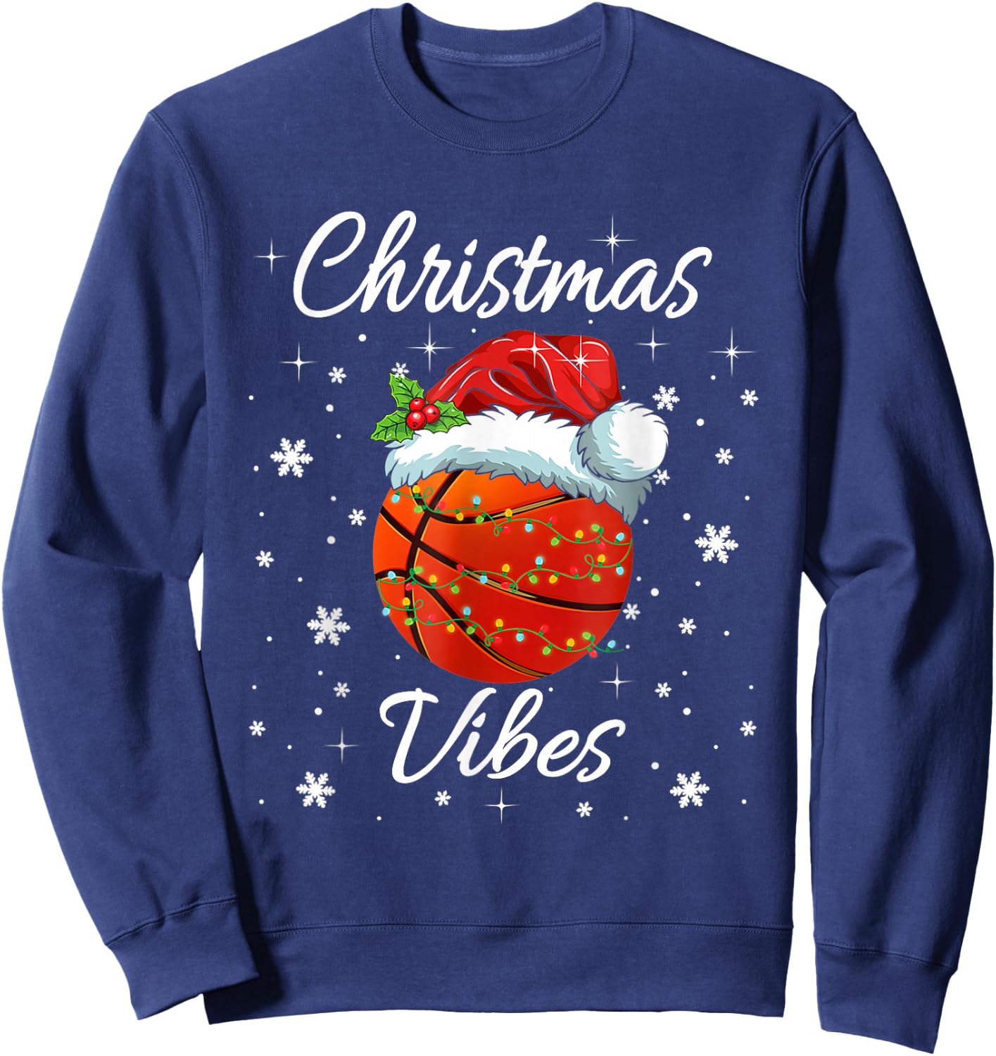 Christmas Pajama Men Women Boys Girls Santa Hat Basketball Sweatshirt - Sweatshirt | Navy