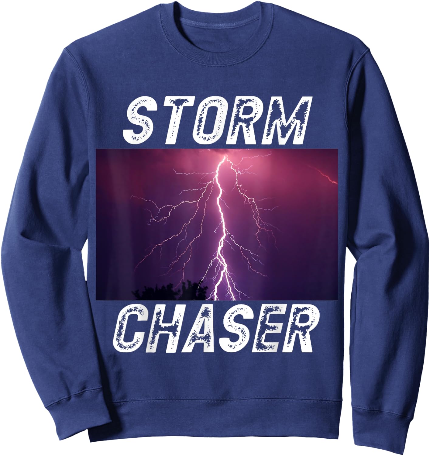 Storm Chaser Lightning Picture Weather Meteorologist Sweatshirt - Sweatshirt | Navy