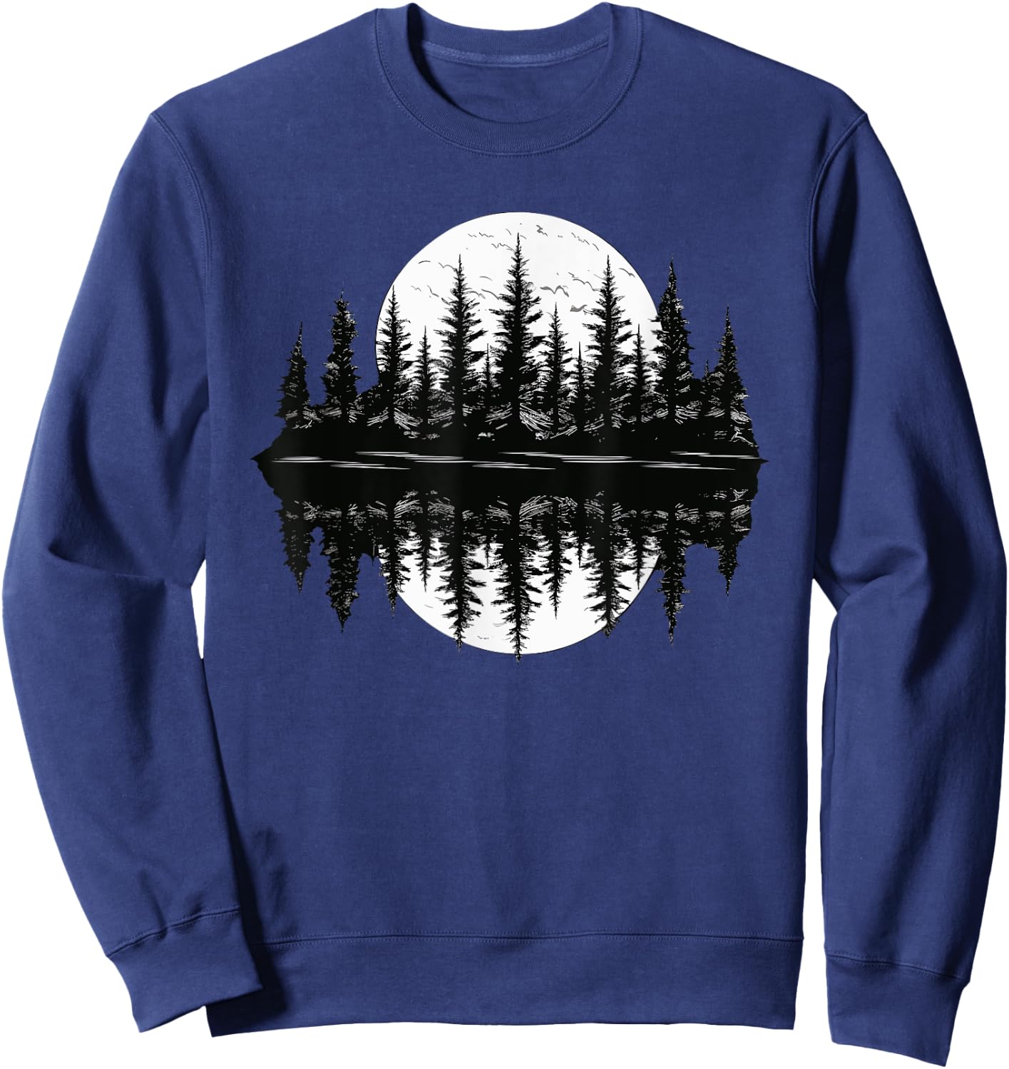 Mountain Landscape Reflection Forest Trees Outdoor Wildlife Sweatshirt - Sweatshirt | Navy