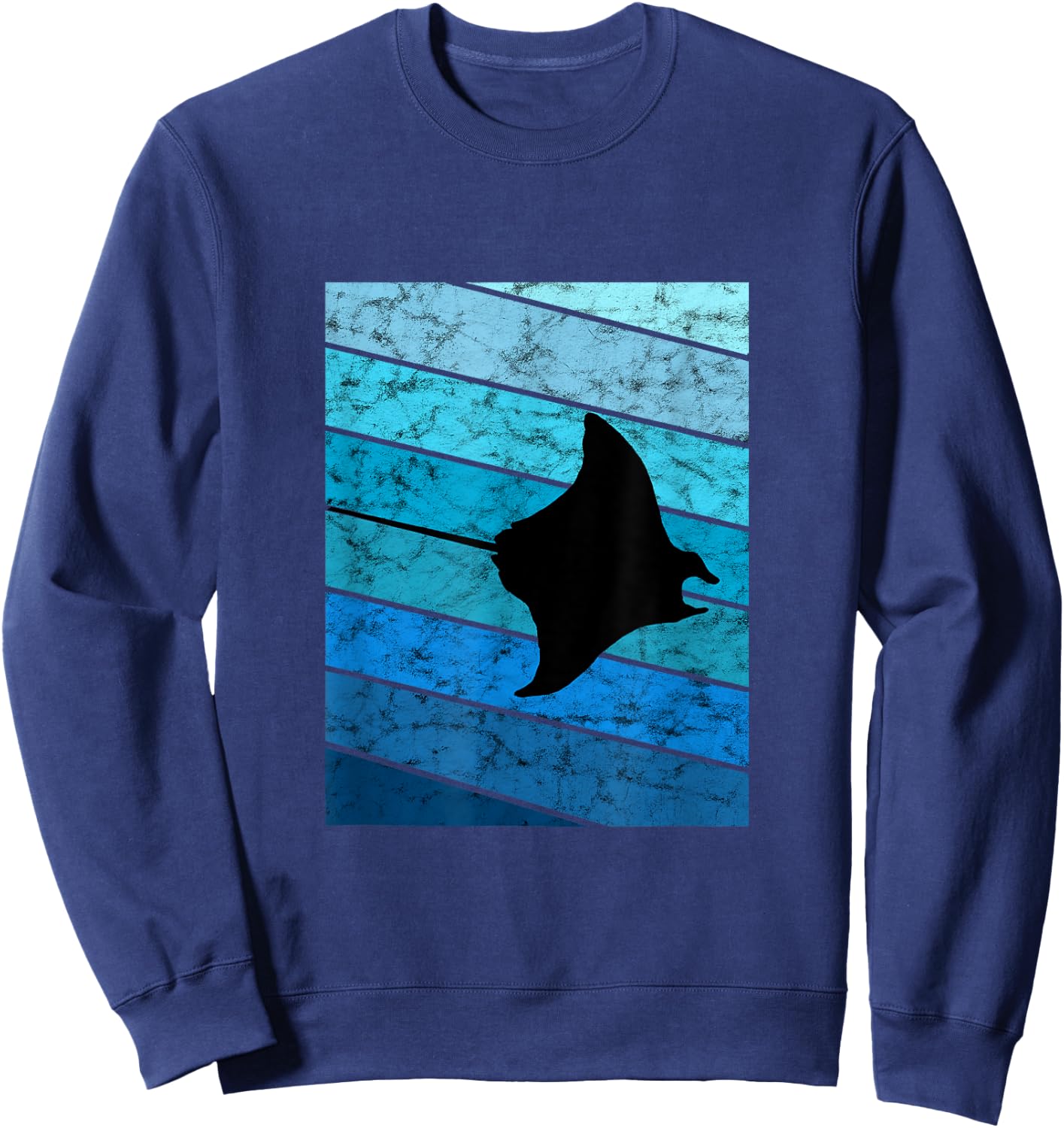 Manta Vintage Retro Ocean Stingray Manta Ray Sweatshirt - Sweatshirt | Navy