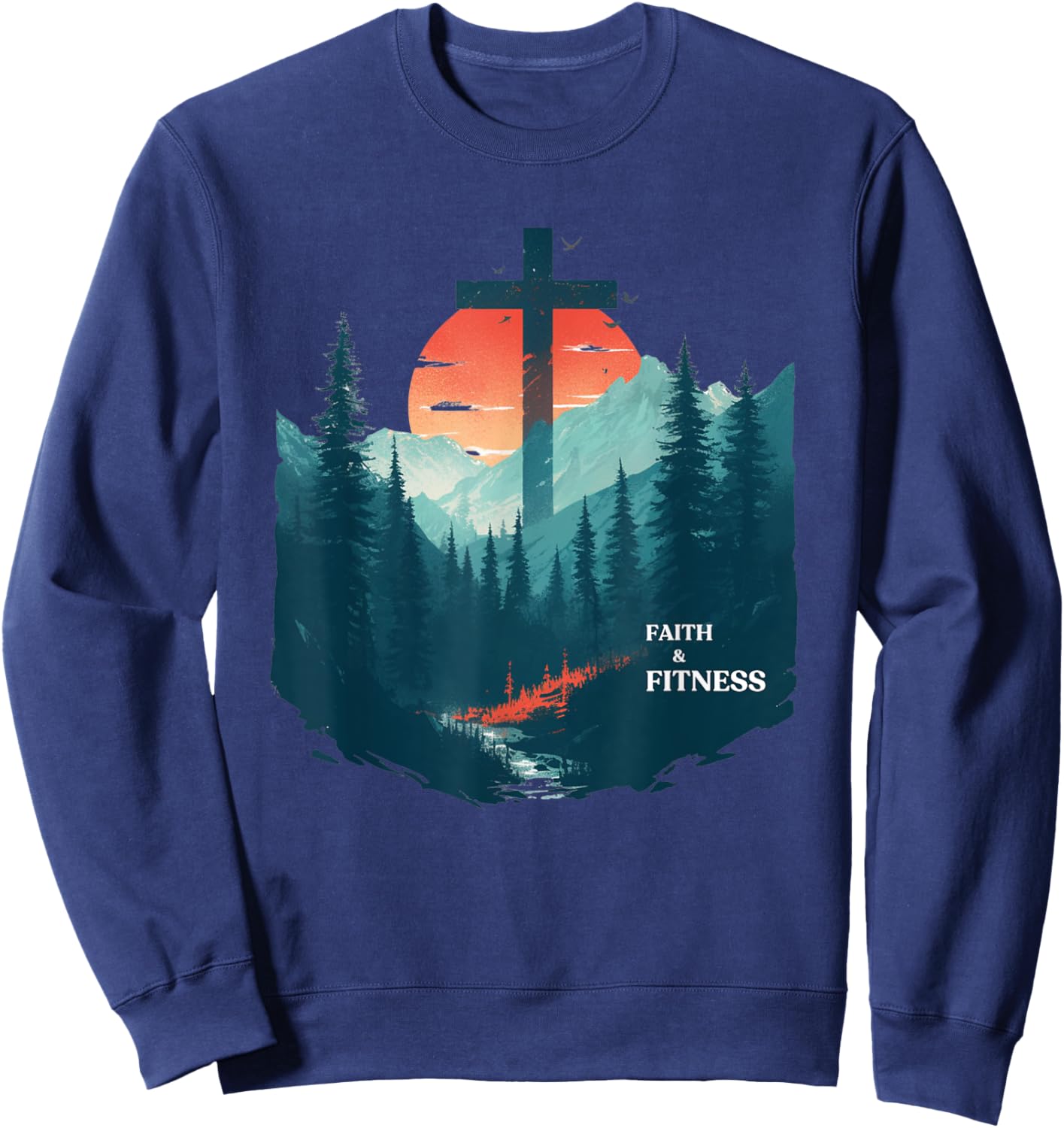 Faith & Fitness Christian - Workout Motivation Gym Apparel Sweatshirt - Sweatshirt | Navy
